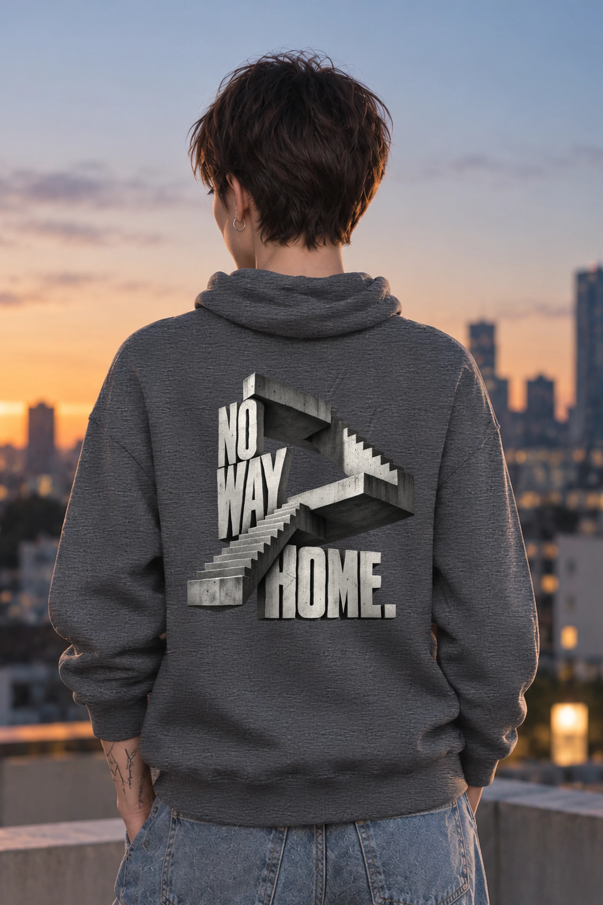 "No Way Home Concrete Stairs" 1 Pullover Hoodie