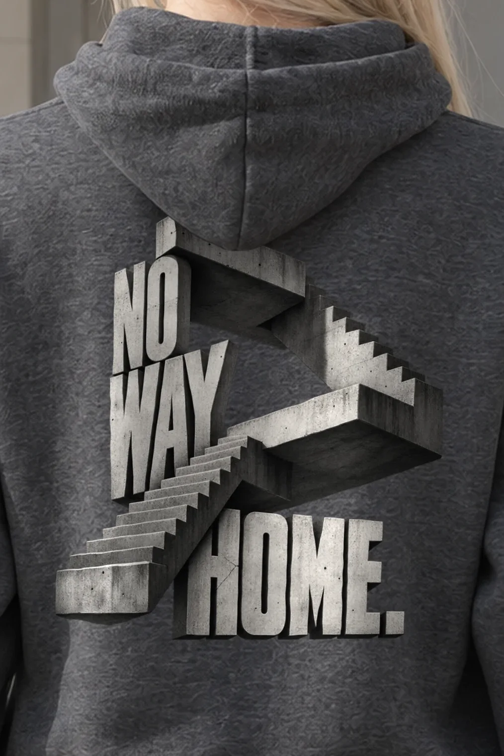 "No Way Home Concrete Stairs" 1 Pullover Hoodie - the graphic up close