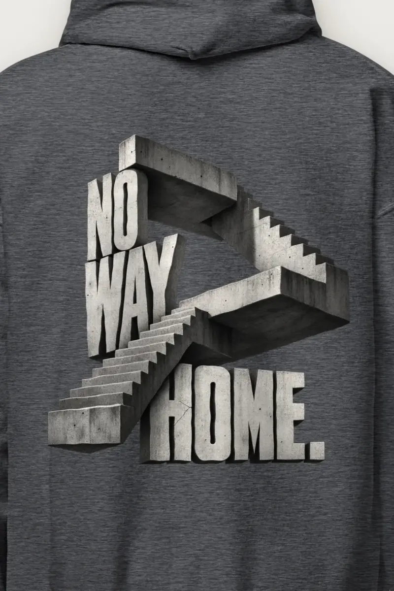 "No Way Home Concrete Stairs" Heavy Blend Unisex Pullover Hoodie - the graphic up close