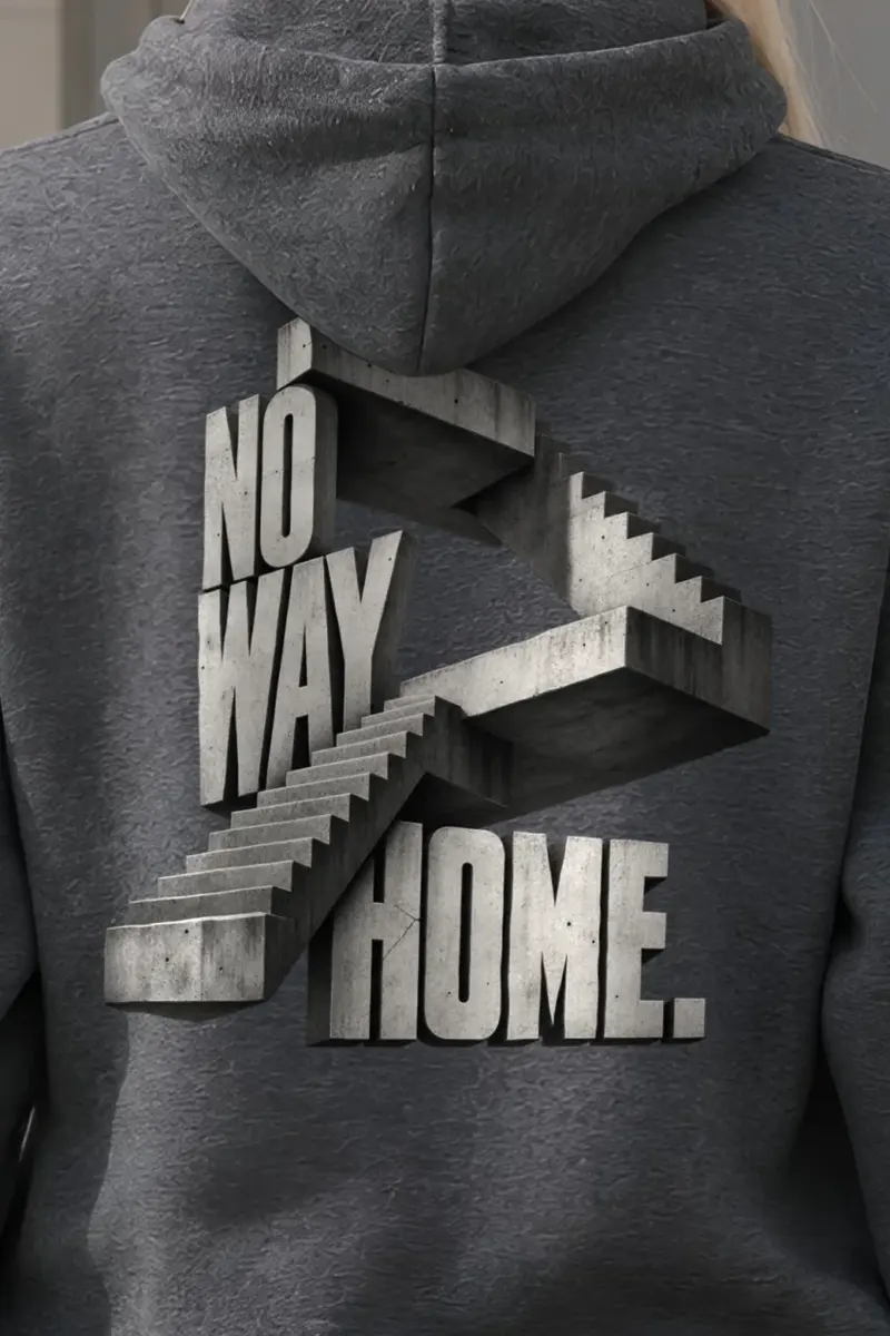 "No Way Home Concrete Stairs" Heavy Blend Unisex Pullover Hoodie - the graphic up close