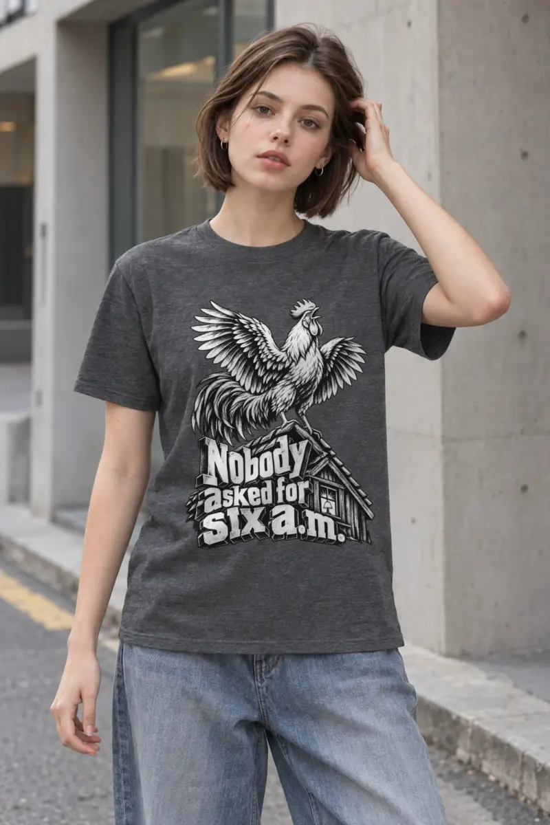 “Nobody Asked For SIX a.m.” Heavyweight Unisex Crewneck T-shirt