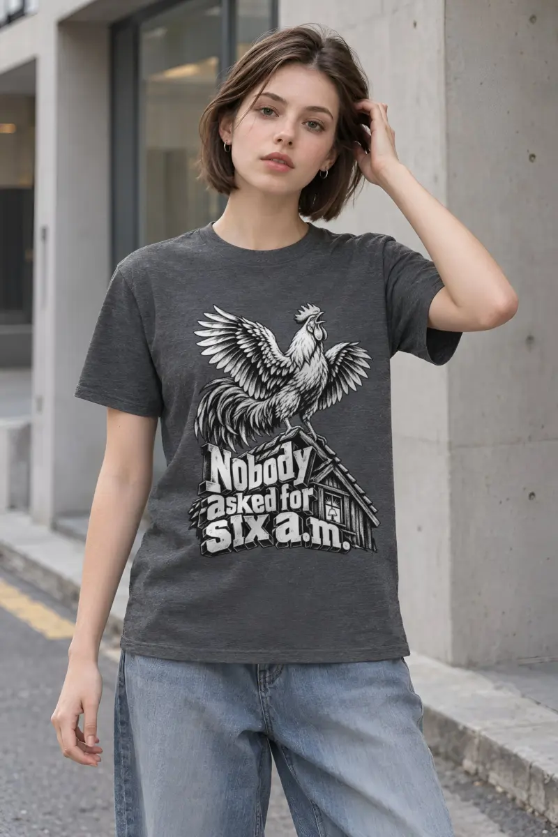 “Nobody Asked For SIX a.m.” Heavyweight Unisex Crewneck T-shirt