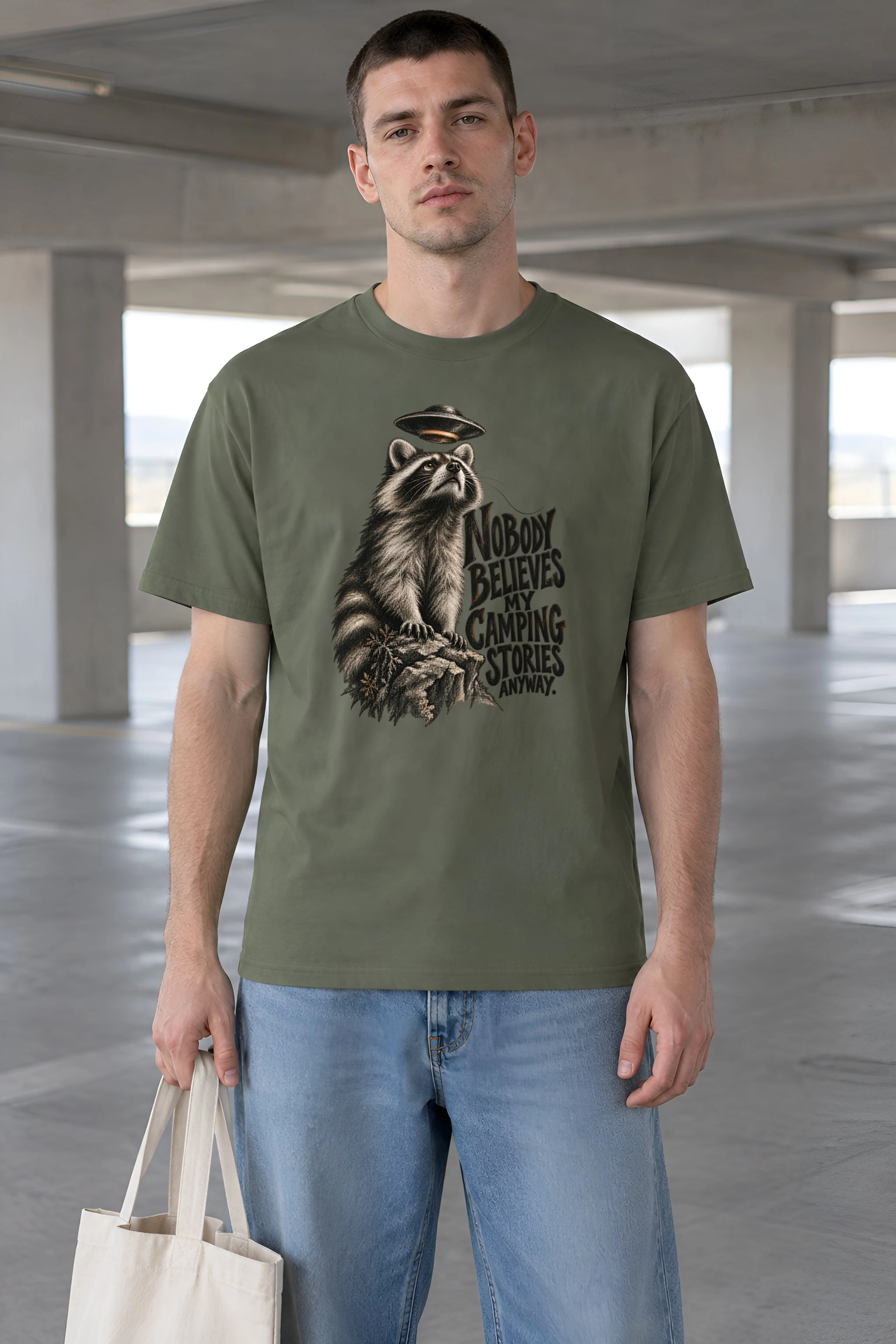 "Nobody Believes My Camping Stories" Heavyweight Unisex Crewneck T-shirt