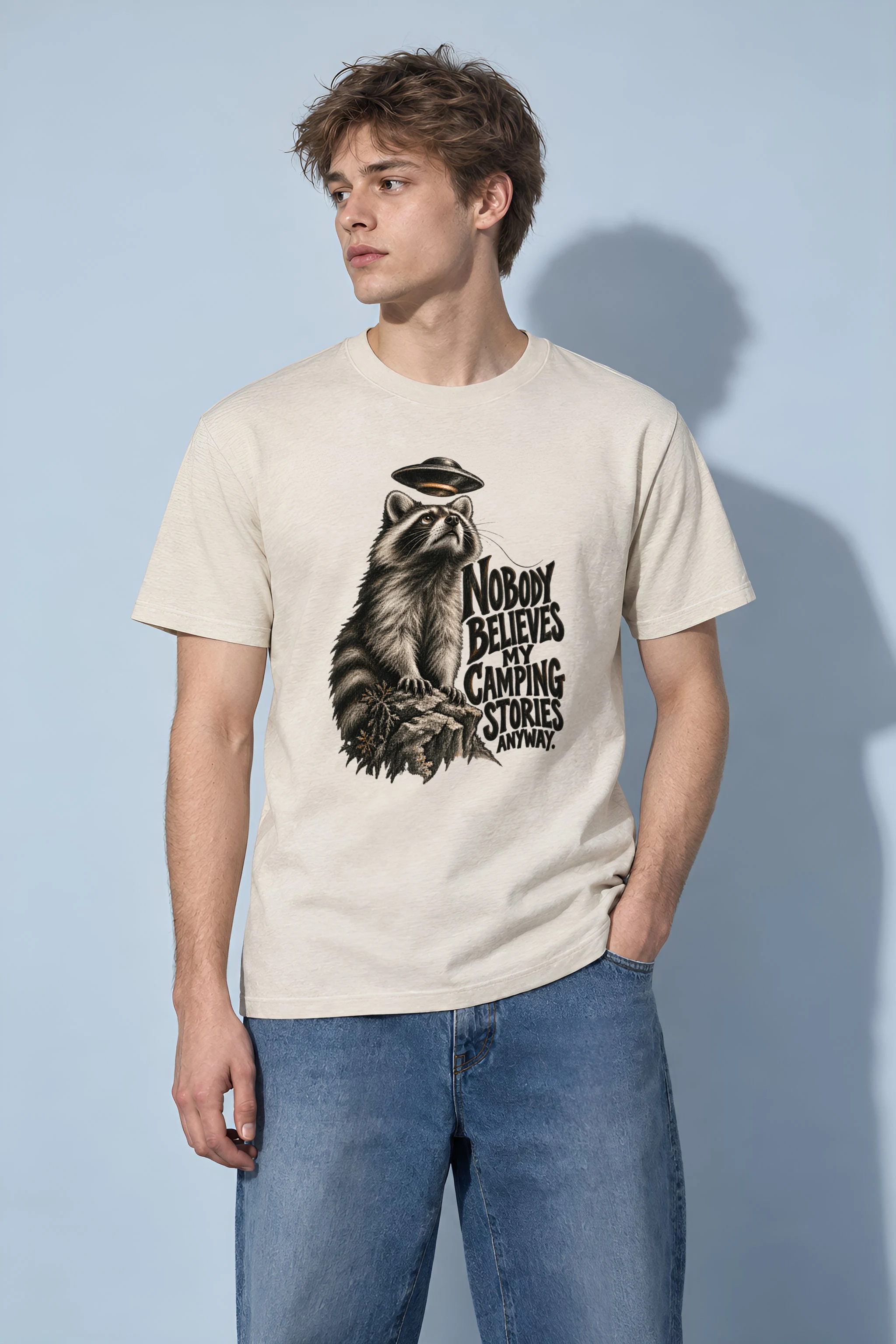 "Nobody Believes My Camping Stories" Heavyweight Unisex Crewneck T-shirt