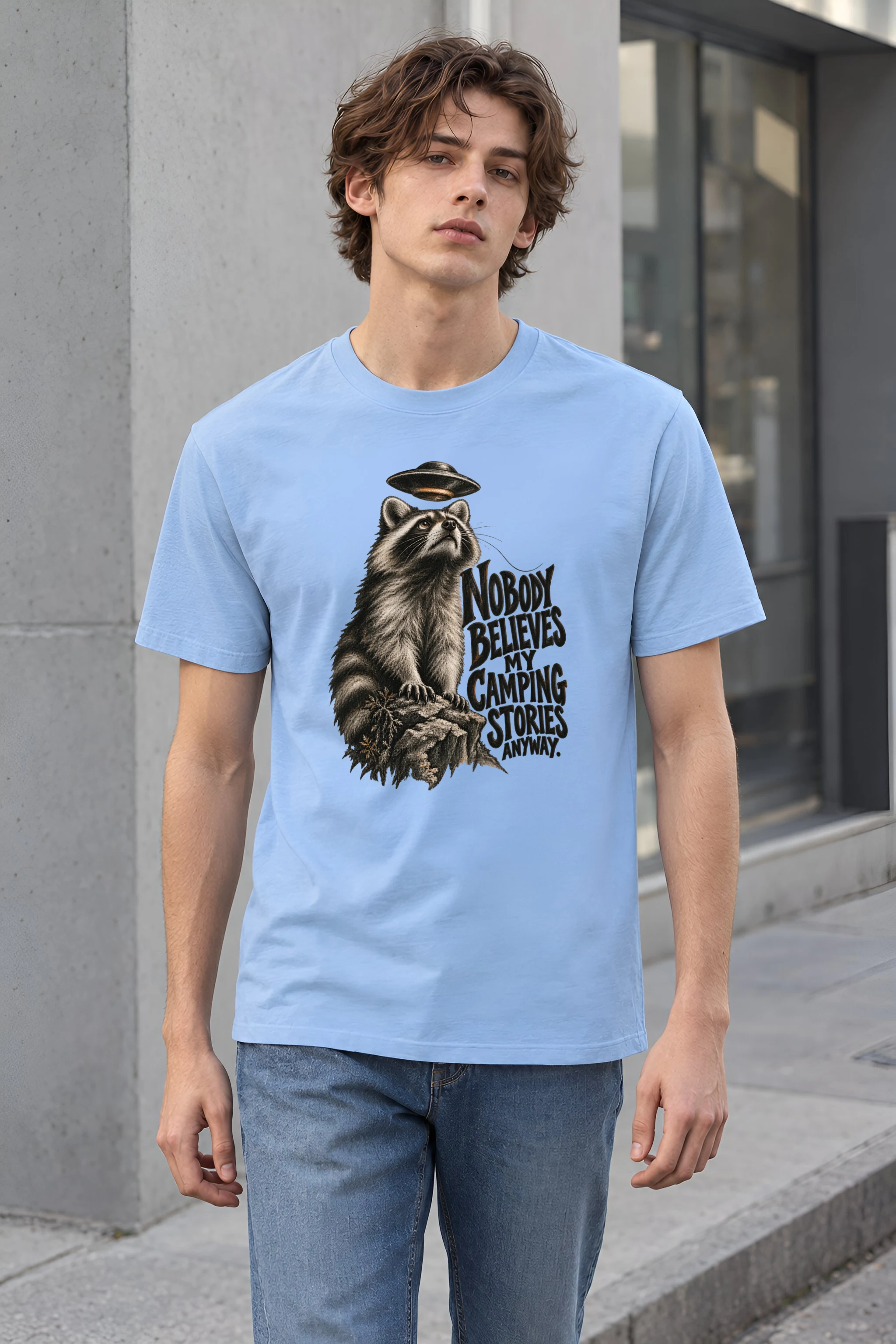 "Nobody Believes My Camping Stories" Heavyweight Unisex Crewneck T-shirt