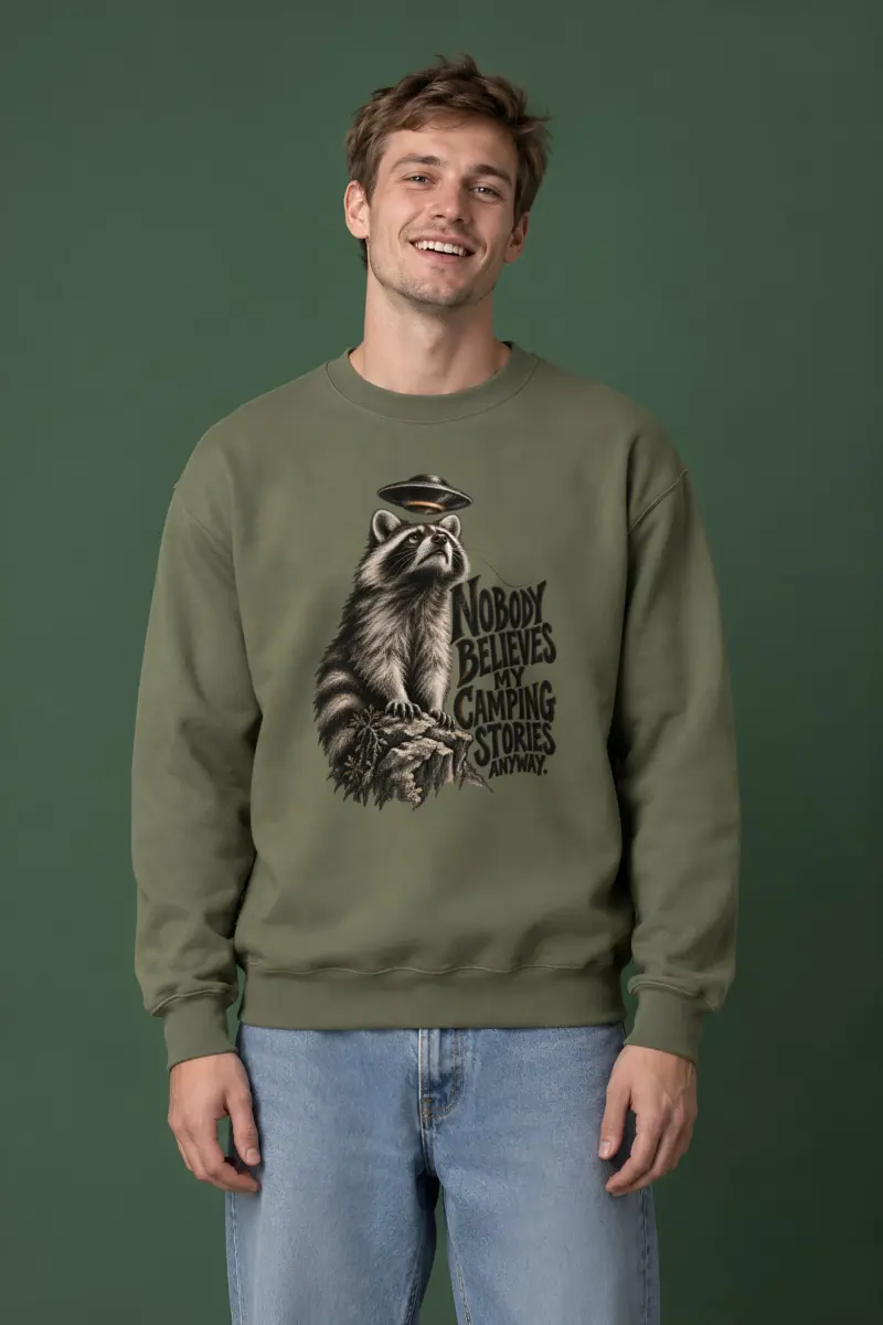 “Nobody Believes My Camping Stories” Unisex Crewneck Sweatshirt