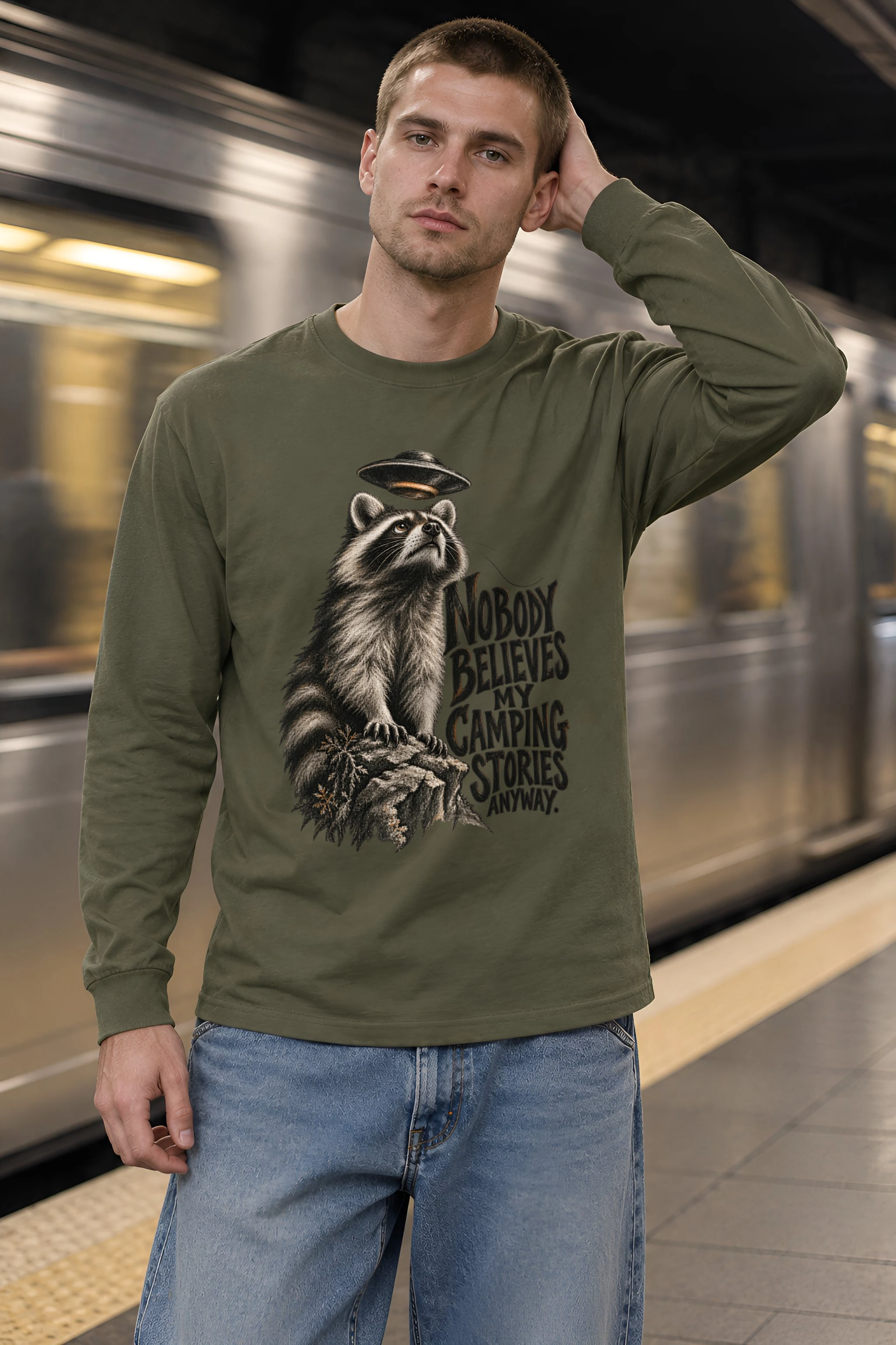 "Nobody Believes My Camping Stories" Unisex Longsleeve T-shirt