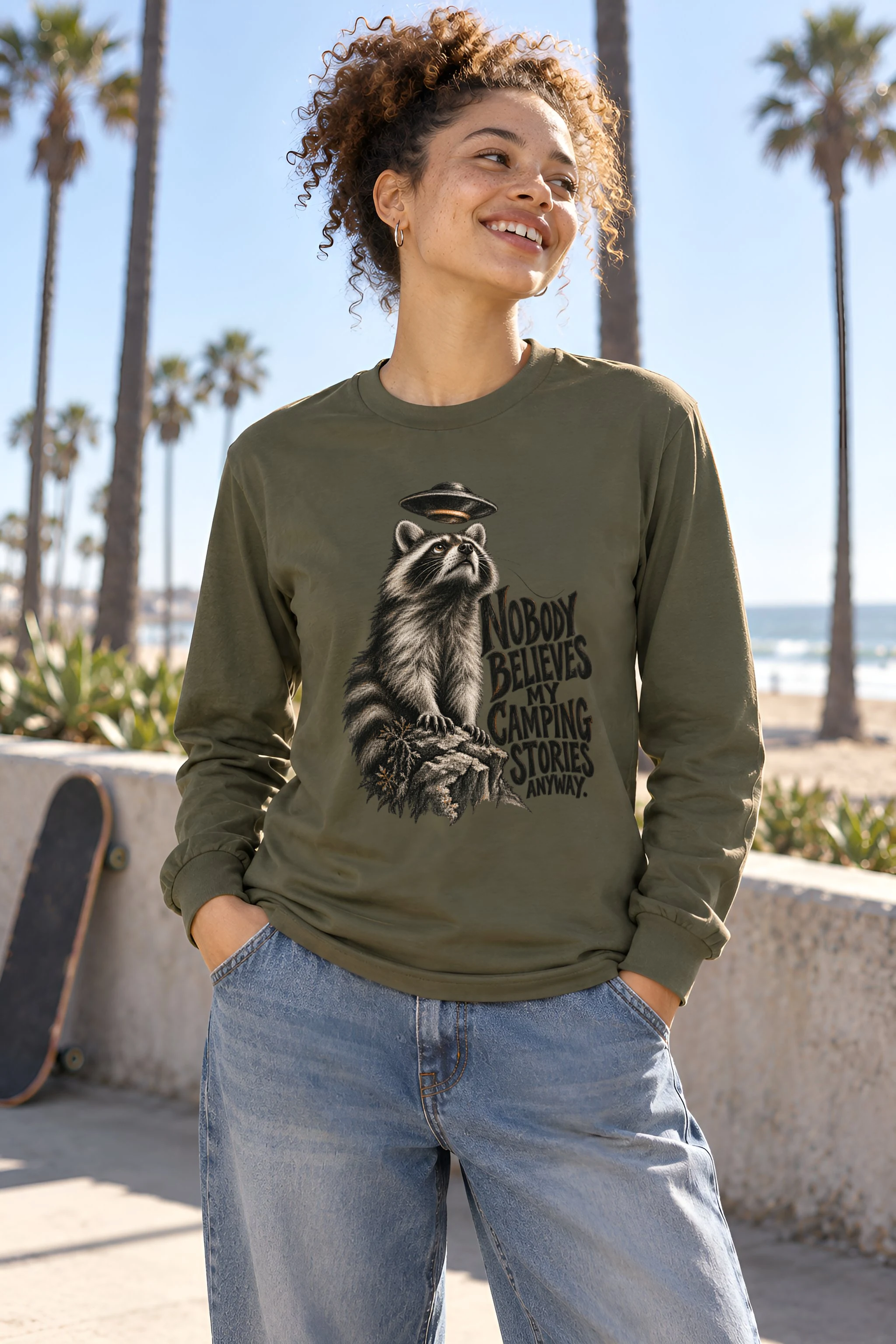 "Nobody Believes My Camping Stories" Unisex Longsleeve T-shirt