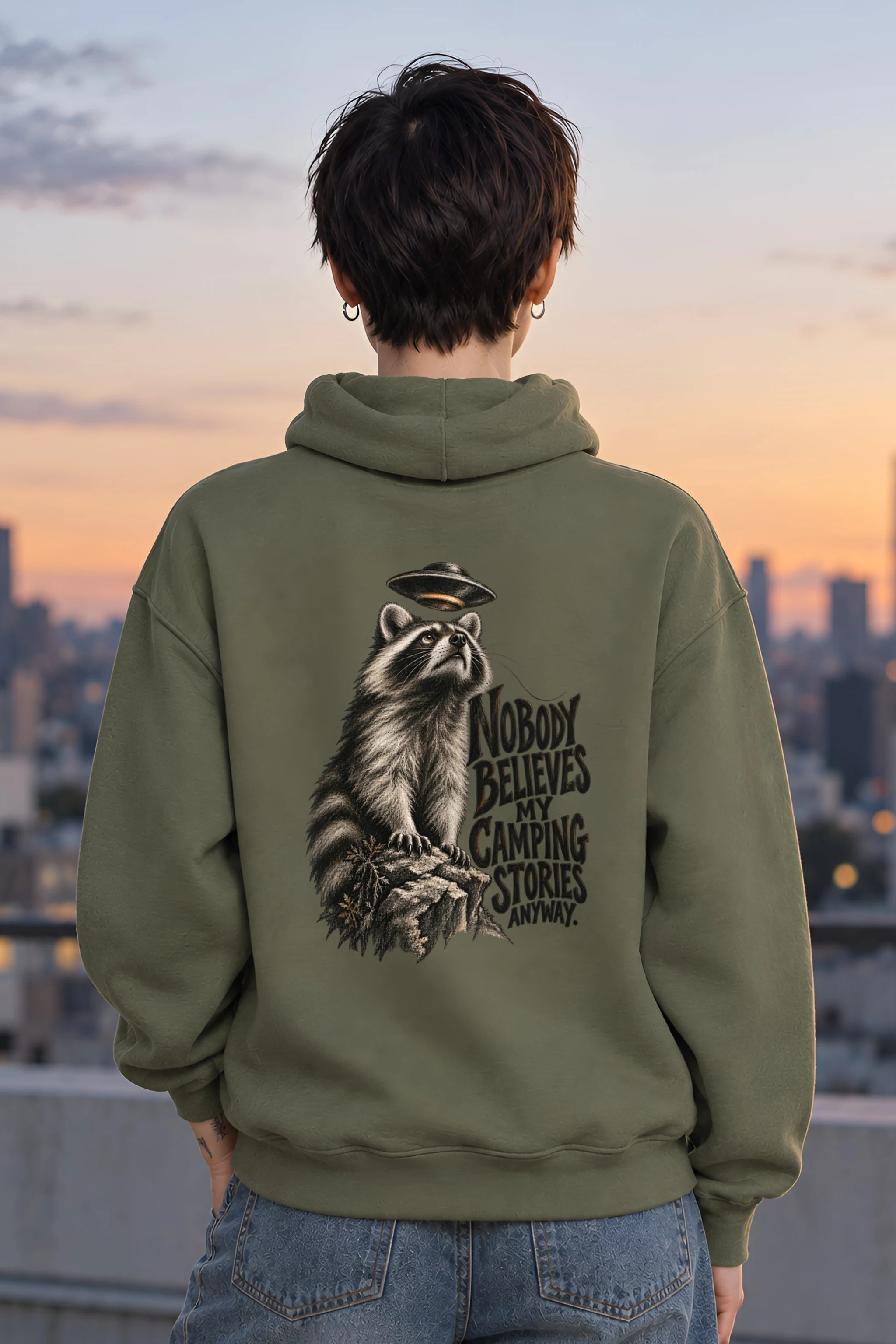"Nobody Believes My Camping Stories" Unisex Pullover Hoodie