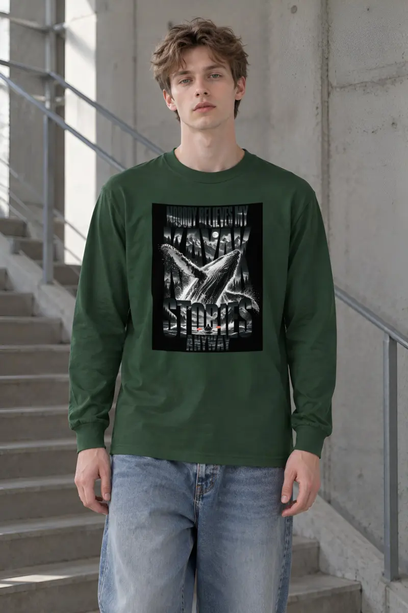 “Nobody Believes My Kayak Stories” Unisex Longsleeve T-shirt