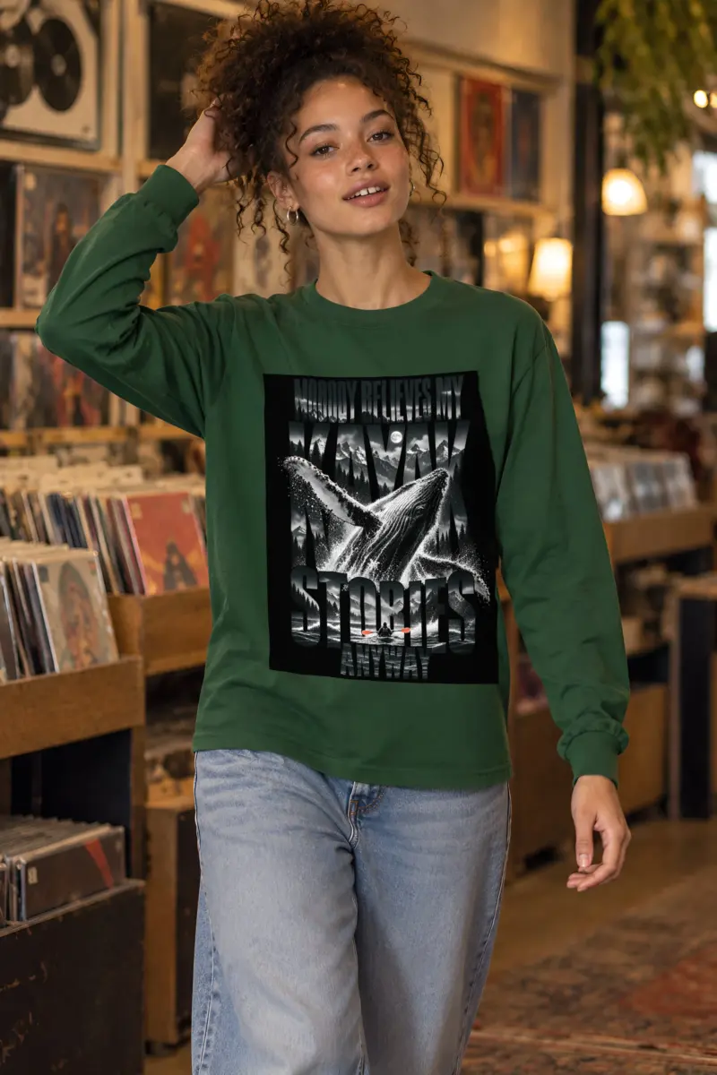 "Nobody Believes My Kayak Stories" Unisex Longsleeve T-shirt