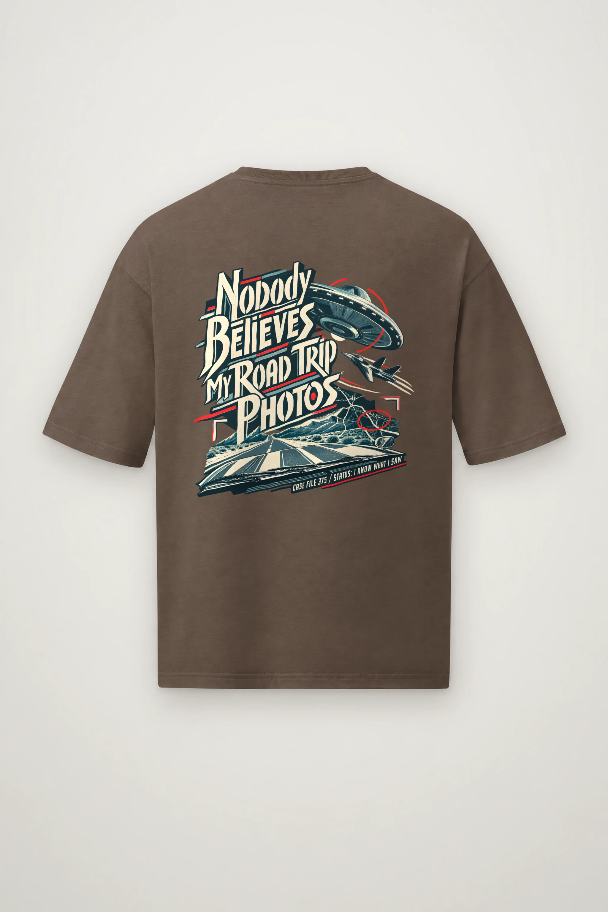 "Nobody Believes My Road Trip Photos" Men's Oversized Heavyweight Crewneck T-Shirt