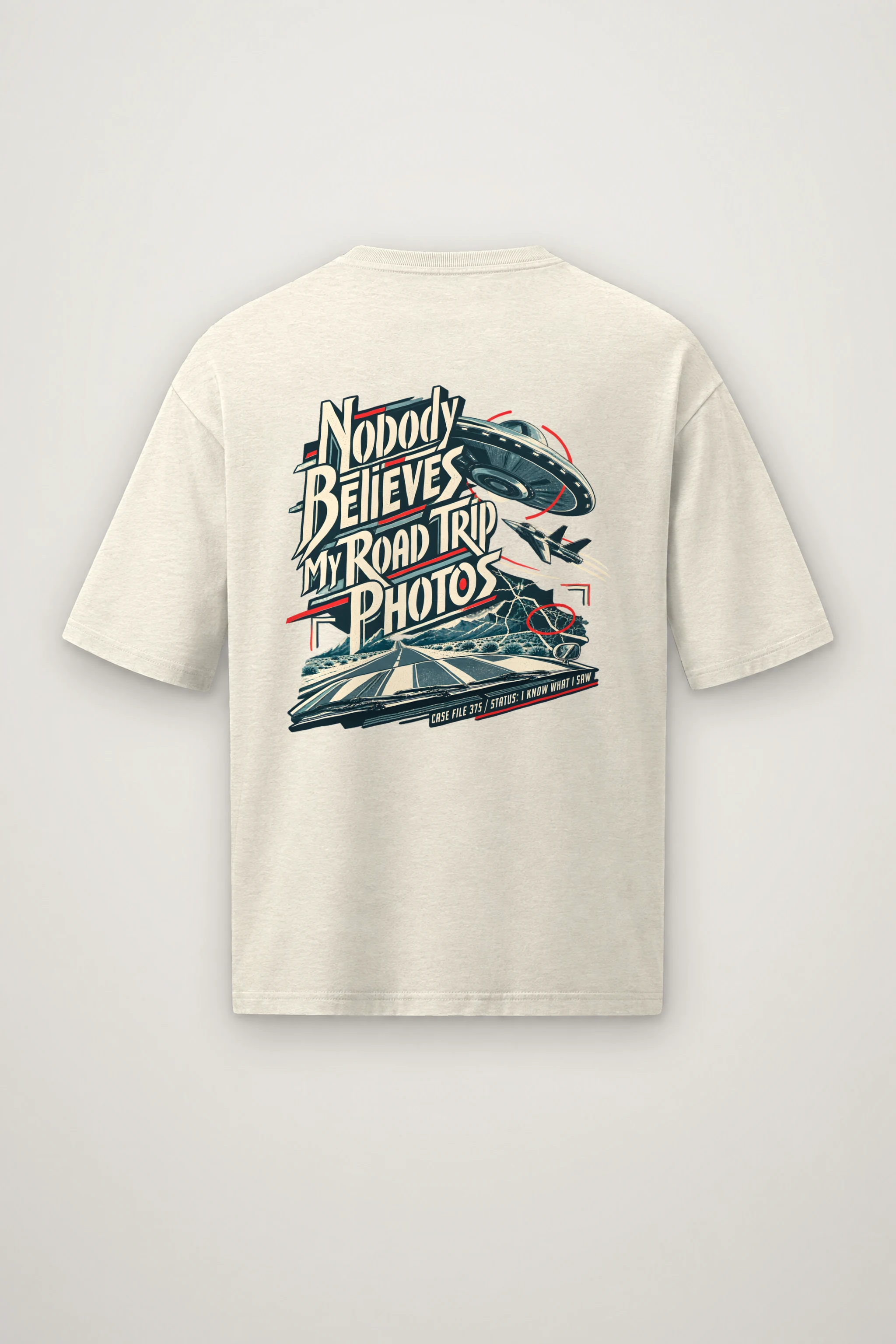 "Nobody Believes My Road Trip Photos" Men's Oversized Heavyweight Crewneck T-Shirt