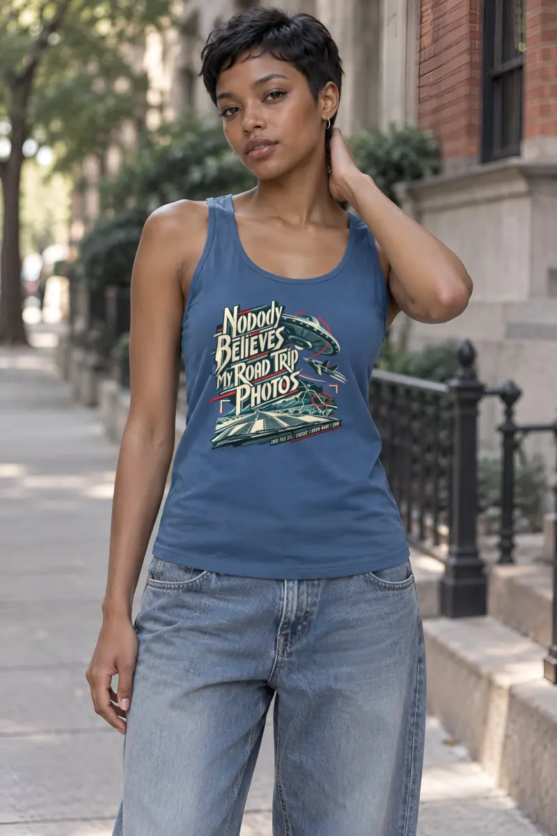 "Nobody Believes My Road Trip Photos" Unisex Jersey Tank