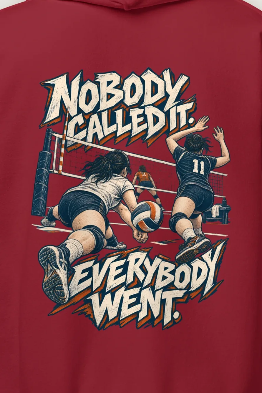 "Nobody Called It, Everybody Went" Heavy Blend Unisex Pullover Hoodie - the graphic up close