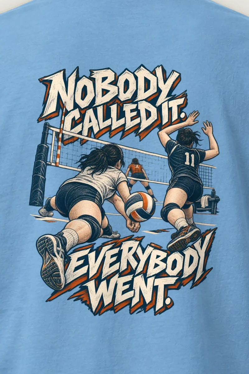 "Nobody Called It, Everybody Went" Heavyweight Unisex Crewneck T-shirt - the graphic up close