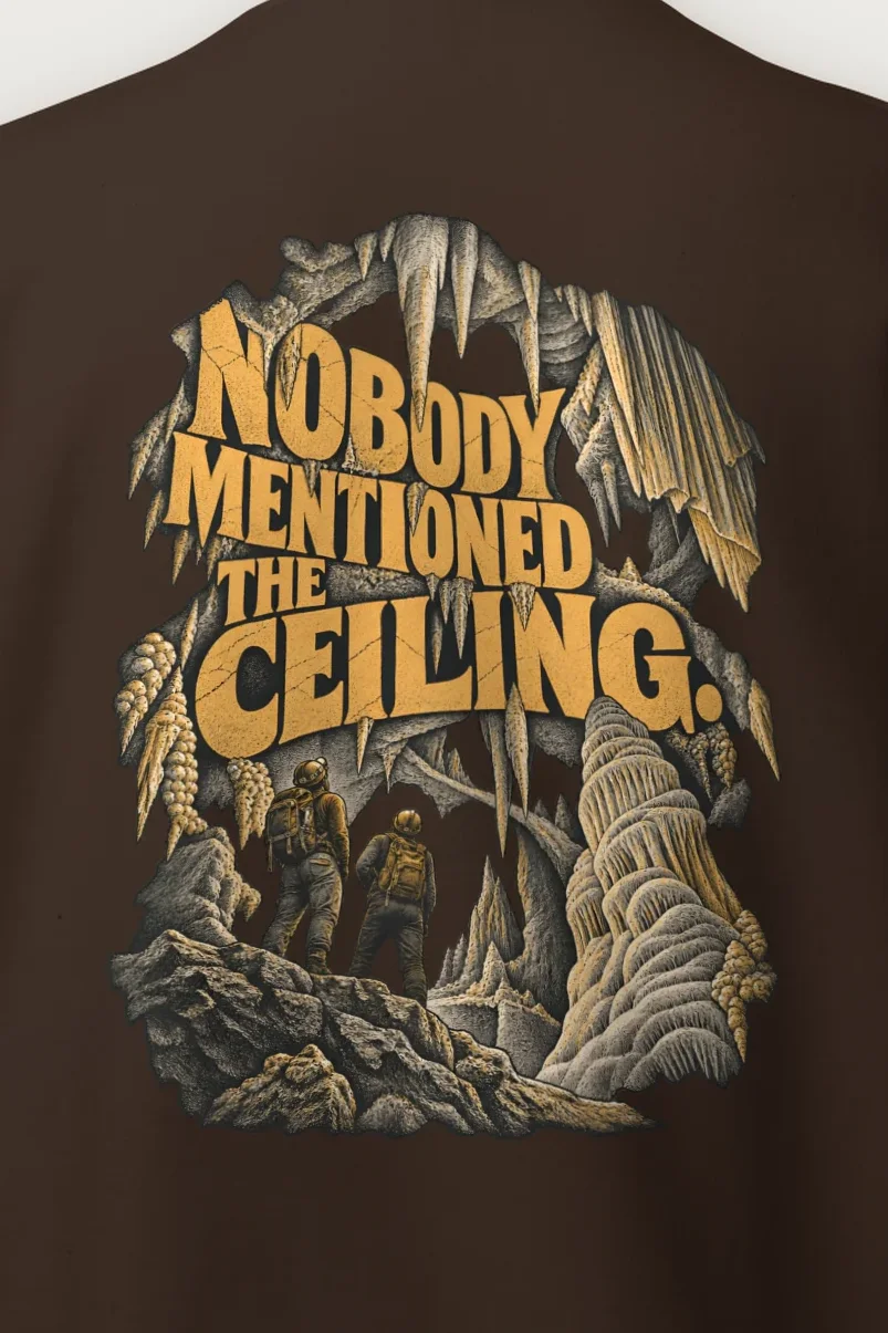 "Nobody Mentioned the Ceiling" Heavy Blend Unisex Crewneck Sweatshirt - the graphic up close