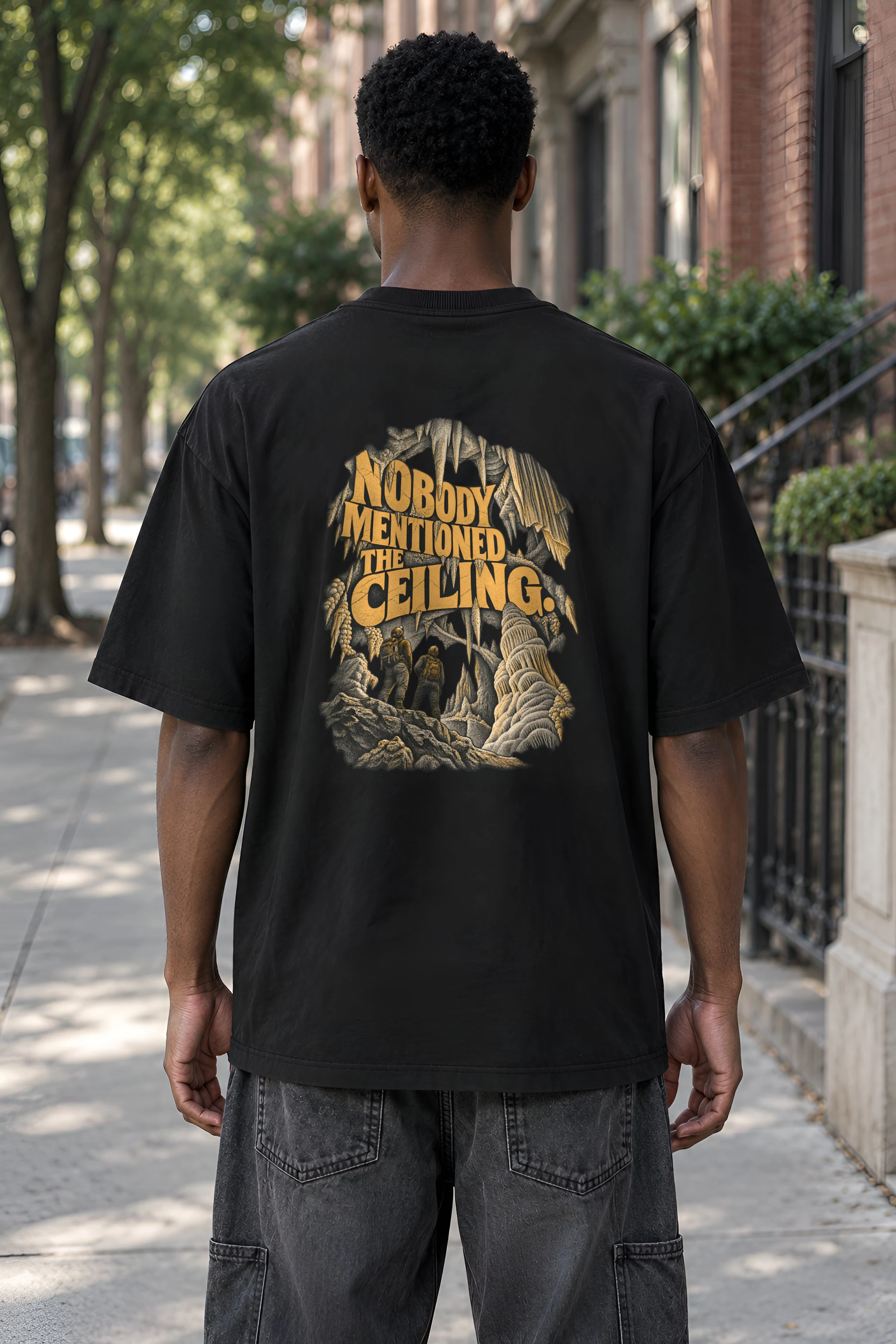 "Nobody Mentioned the Ceiling" Men's Oversized Heavyweight Crewneck T-Shirt