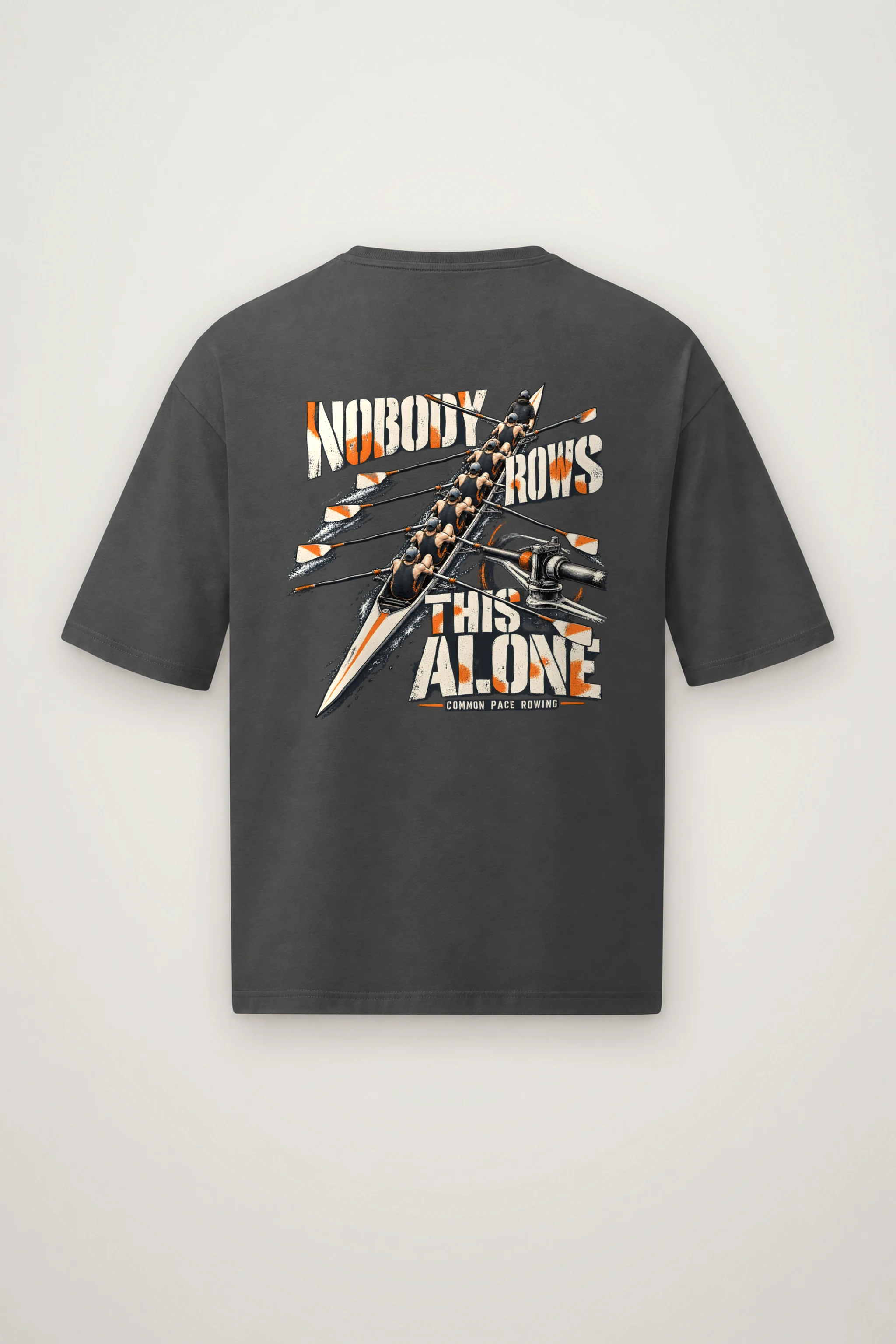 "Nobody Rows This Alone" Men's Oversized Heavyweight Crewneck T-Shirt