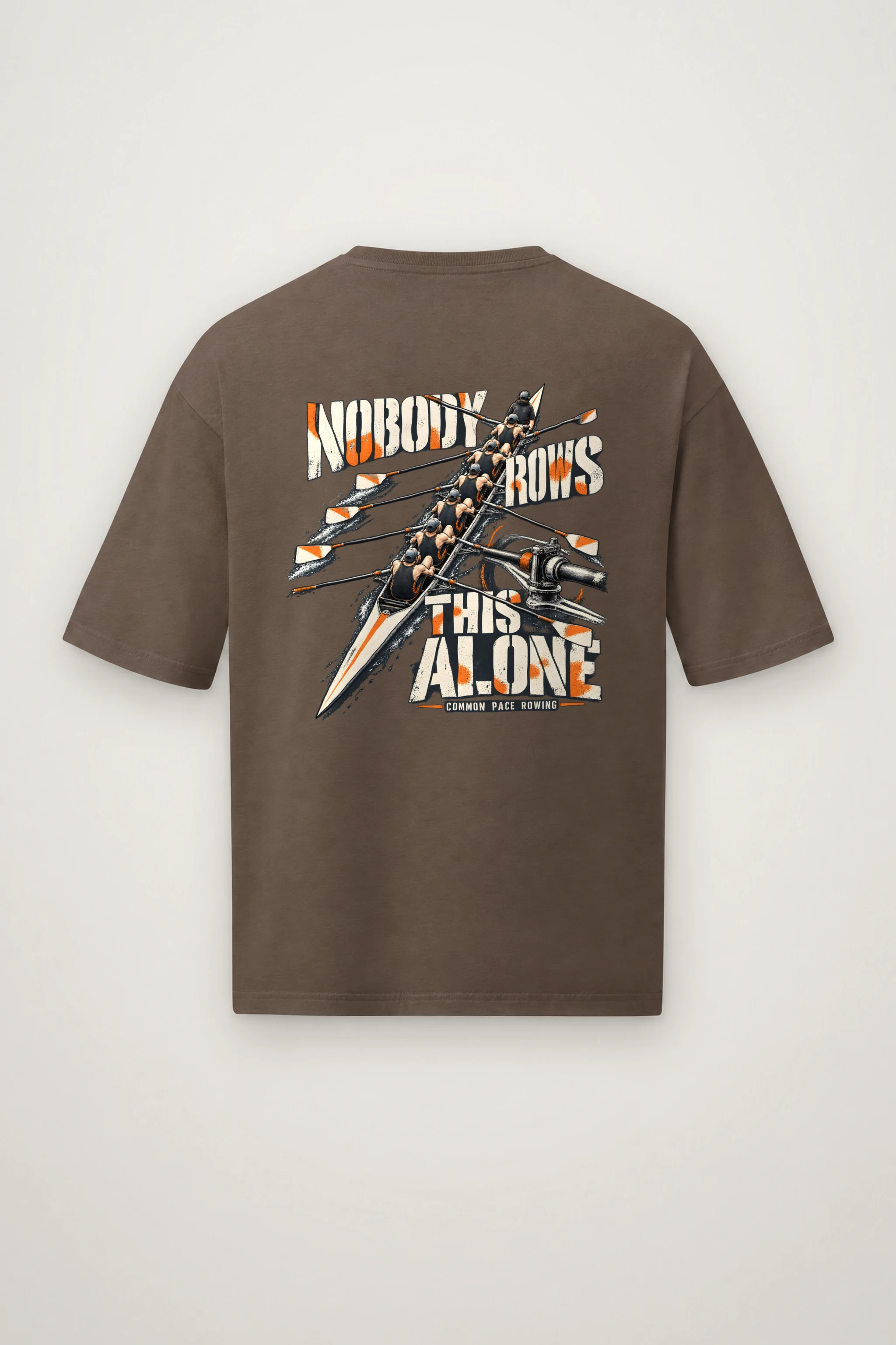 "Nobody Rows This Alone" Men's Oversized Heavyweight Crewneck T-Shirt