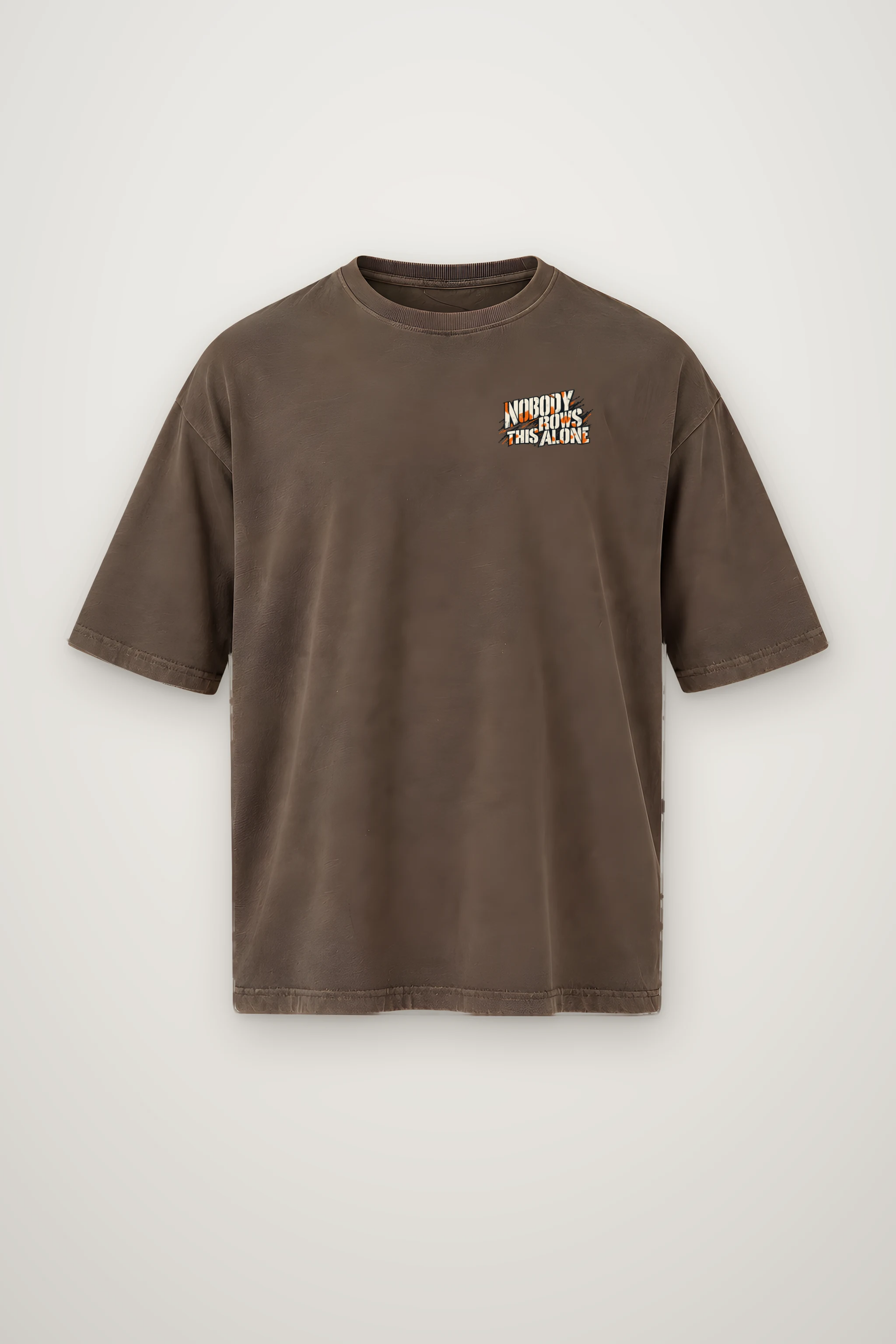 "Nobody Rows This Alone" Men's Oversized Heavyweight Crewneck T-Shirt