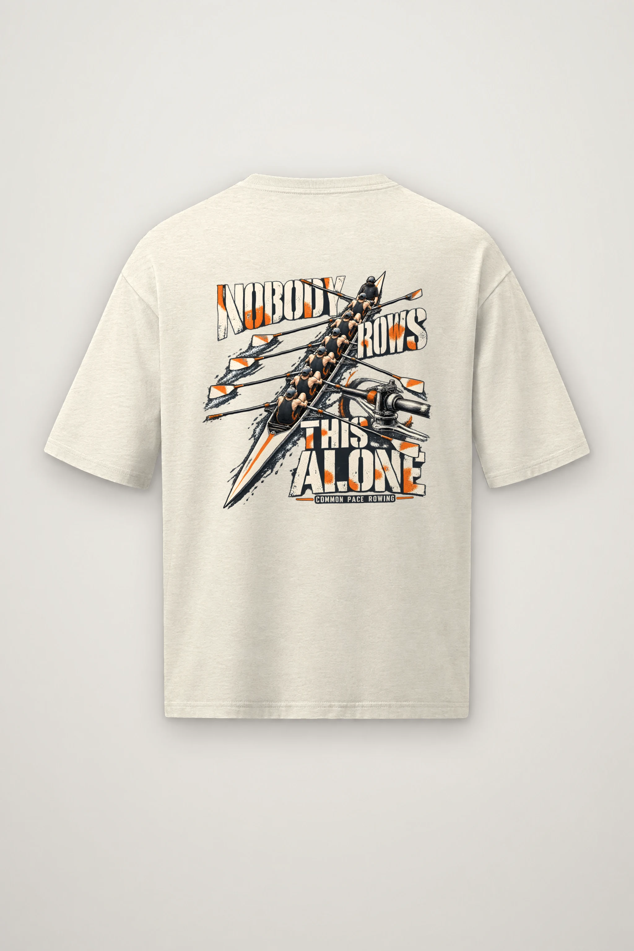 "Nobody Rows This Alone" Men's Oversized Heavyweight Crewneck T-Shirt