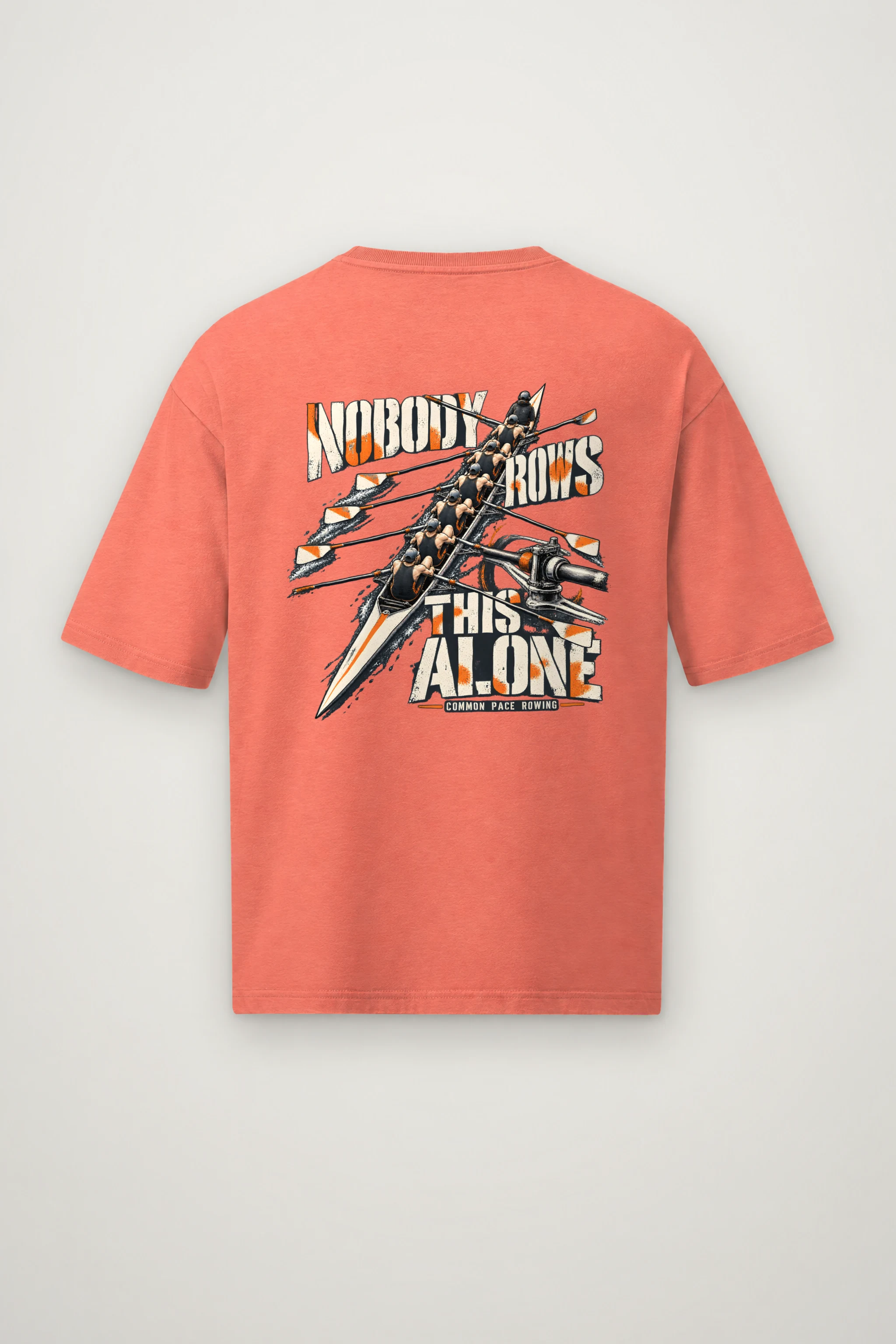 "Nobody Rows This Alone" Men's Oversized Heavyweight Crewneck T-Shirt