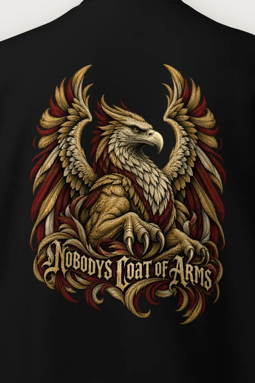 "Nobody’s Coat of Arms" Heavy Blend Unisex Crewneck Sweatshirt - the graphic up close