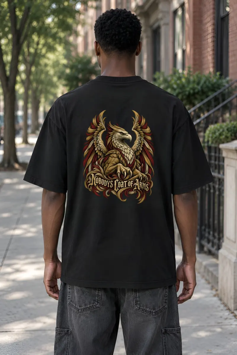 "Nobodys Coat of Arms" Unisex Oversized Heavyweight Crewneck T-Shirt