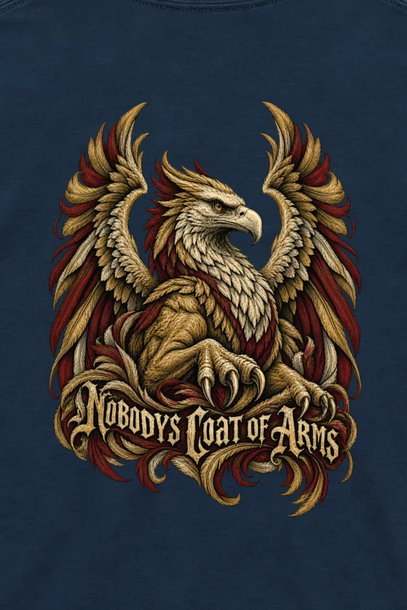 "Nobodys Coat of Arms" Unisex Longsleeve T-shirt - the graphic up close