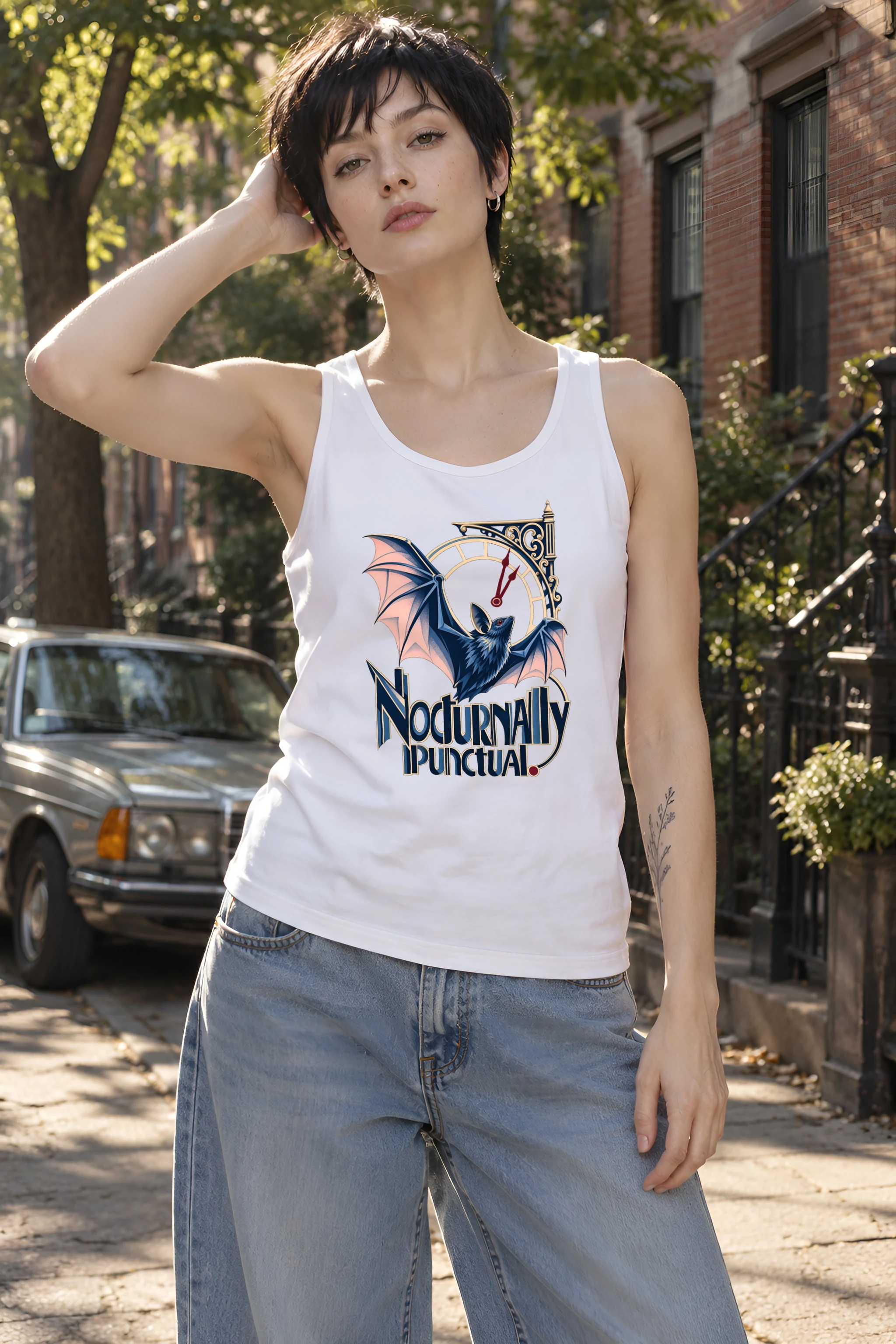 "Nocturnally Punctual" Unisex Jersey Tank