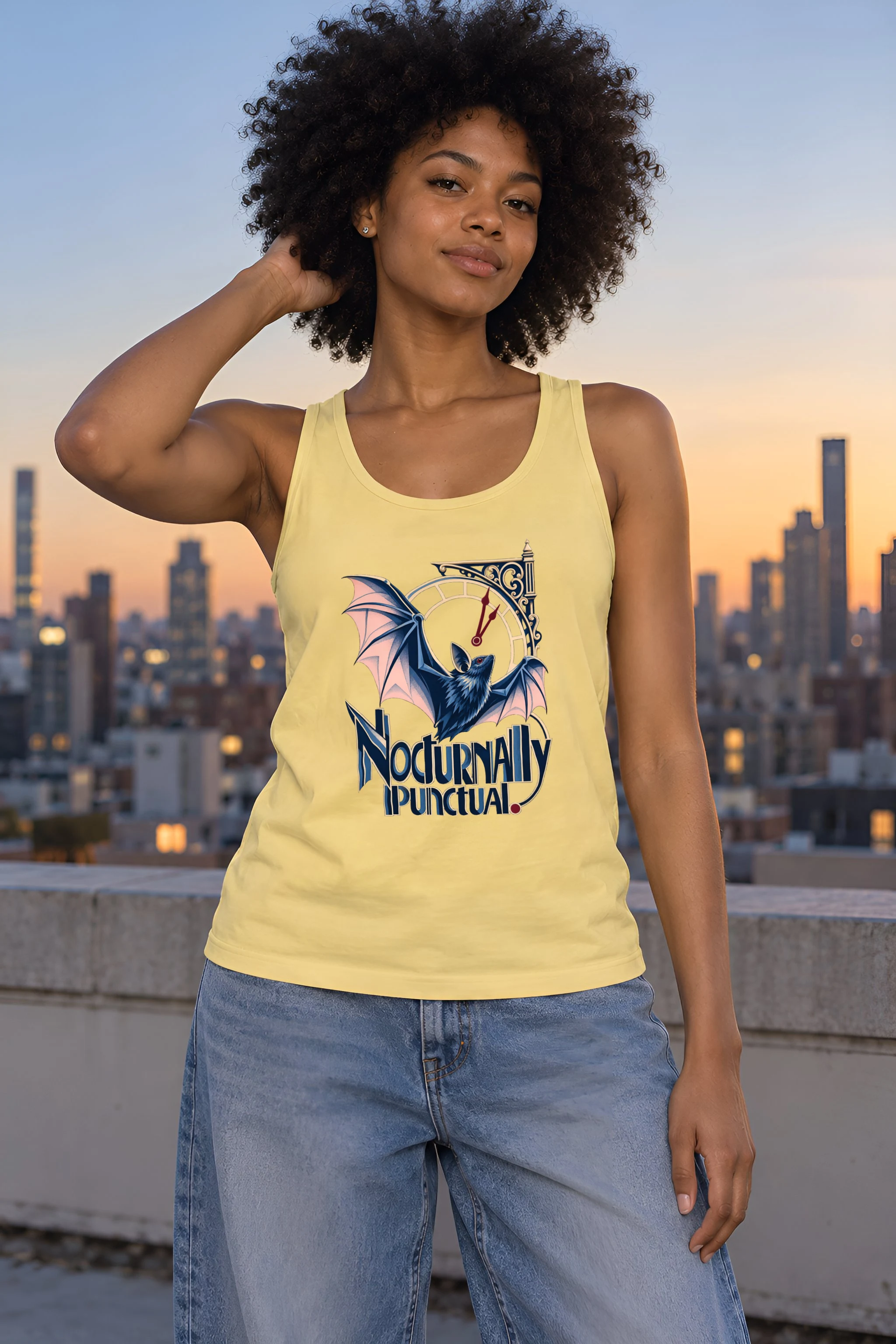 "Nocturnally Punctual" Unisex Jersey Tank