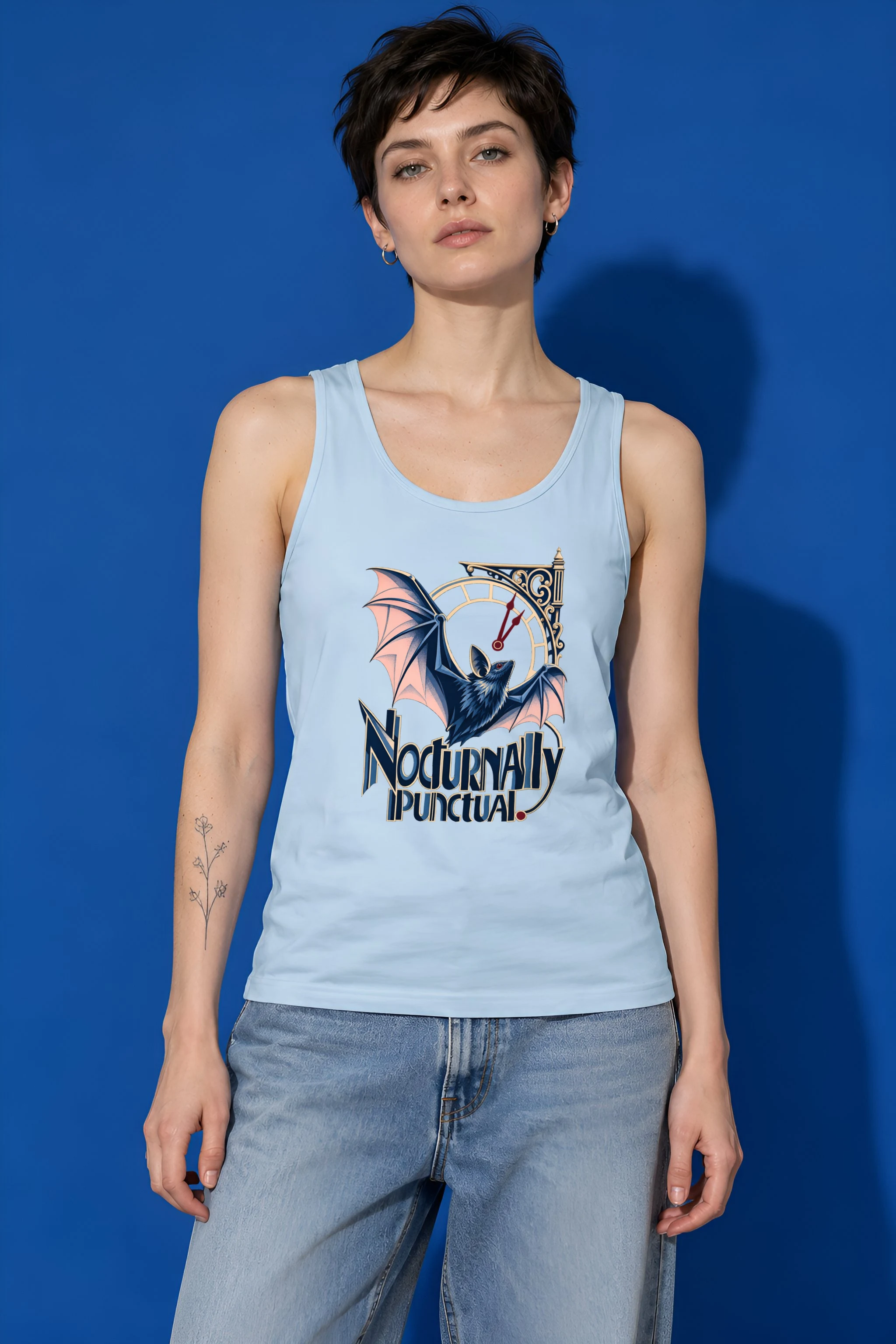 "Nocturnally Punctual" Unisex Jersey Tank