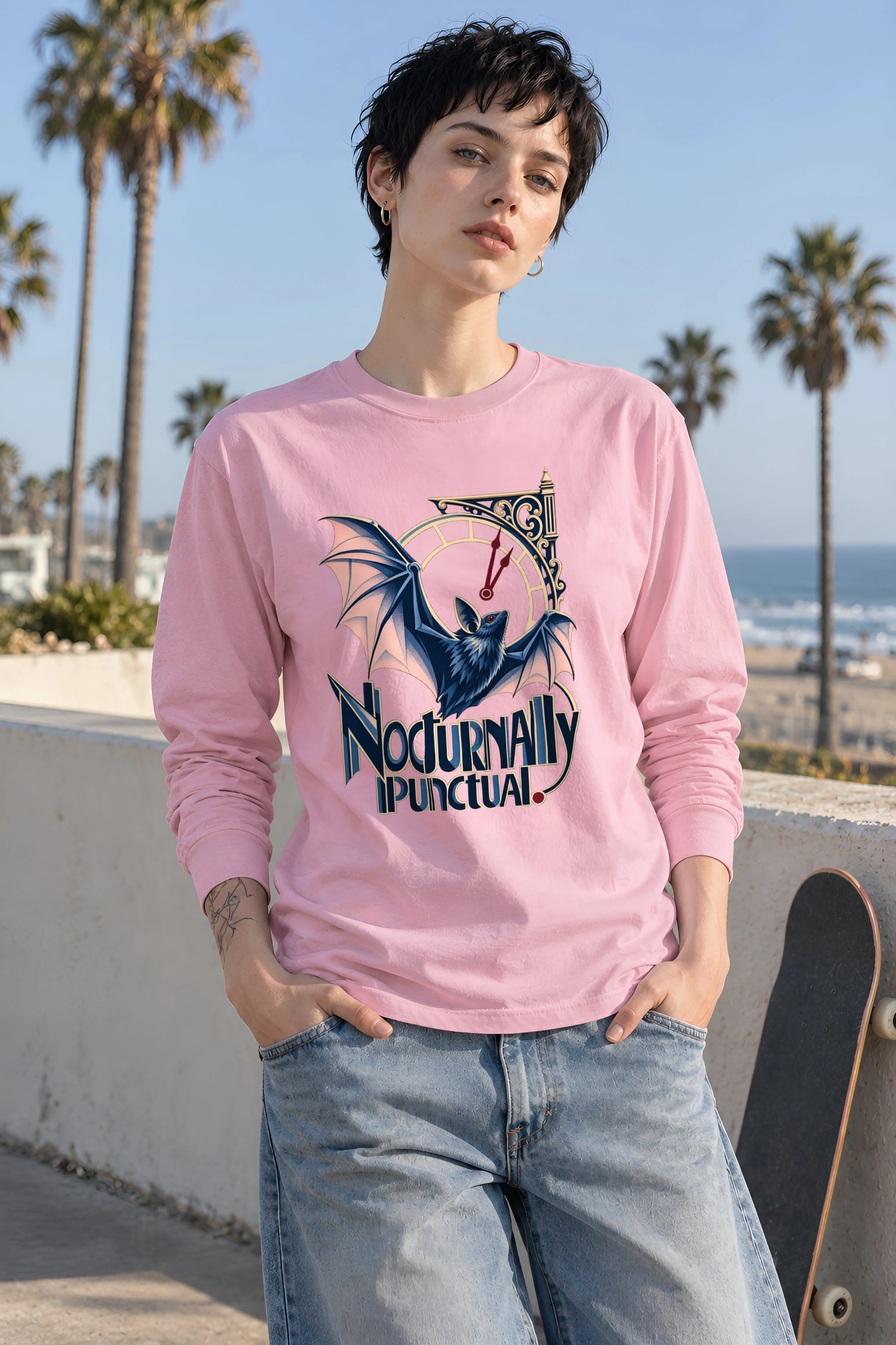 "Nocturnally Punctual" Unisex Longsleeve T-shirt