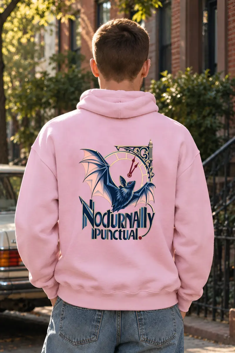 “Nocturnally Punctual” Unisex Pullover Hoodie