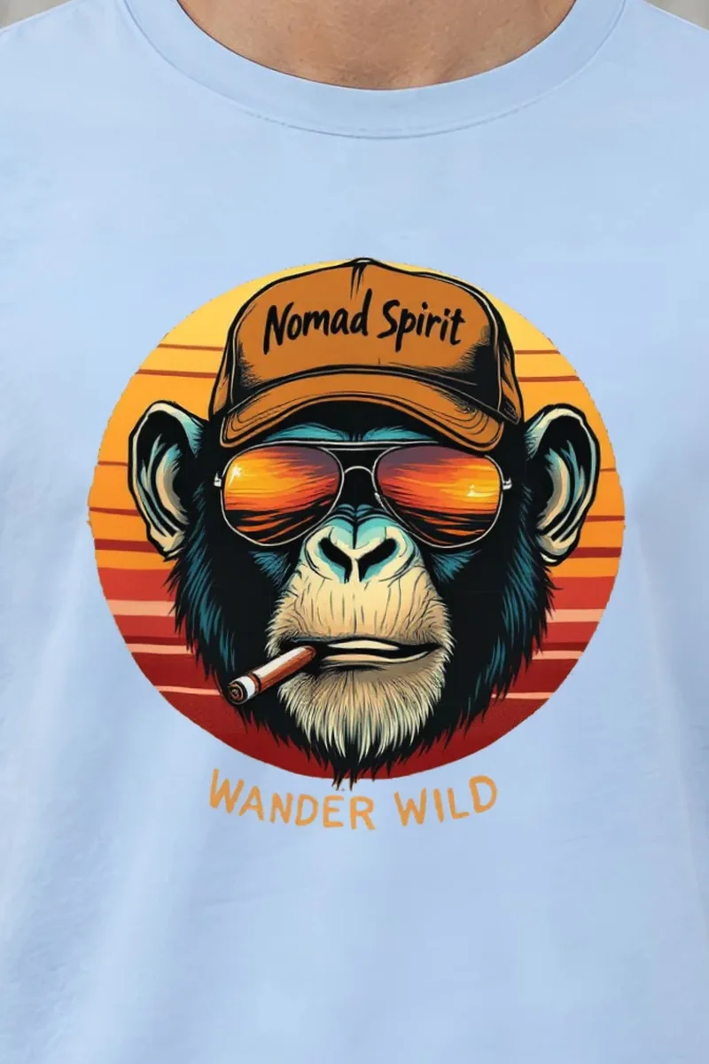 "Nomad Spirit" Heavyweight Unisex Crewneck T-shirt - the graphic up close
