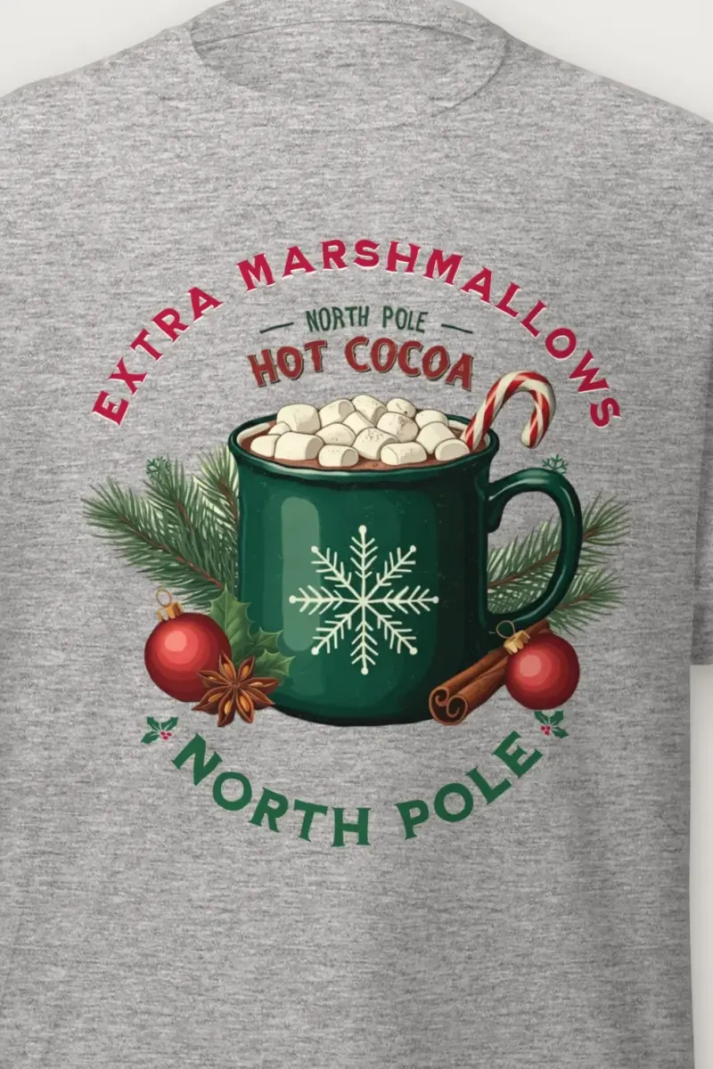 "North Pole Hot Cocoa" Heavyweight Unisex Crewneck T-shirt