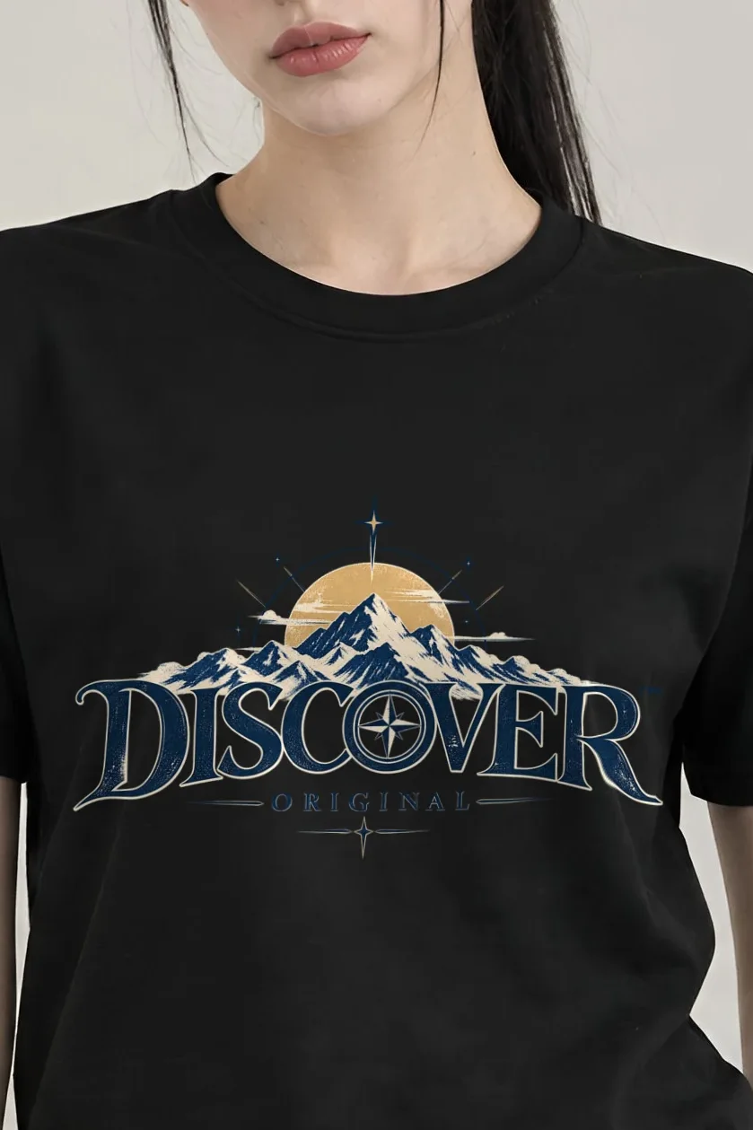 "Northbound Compass" Heavyweight Unisex Crewneck T-shirt - the graphic up close
