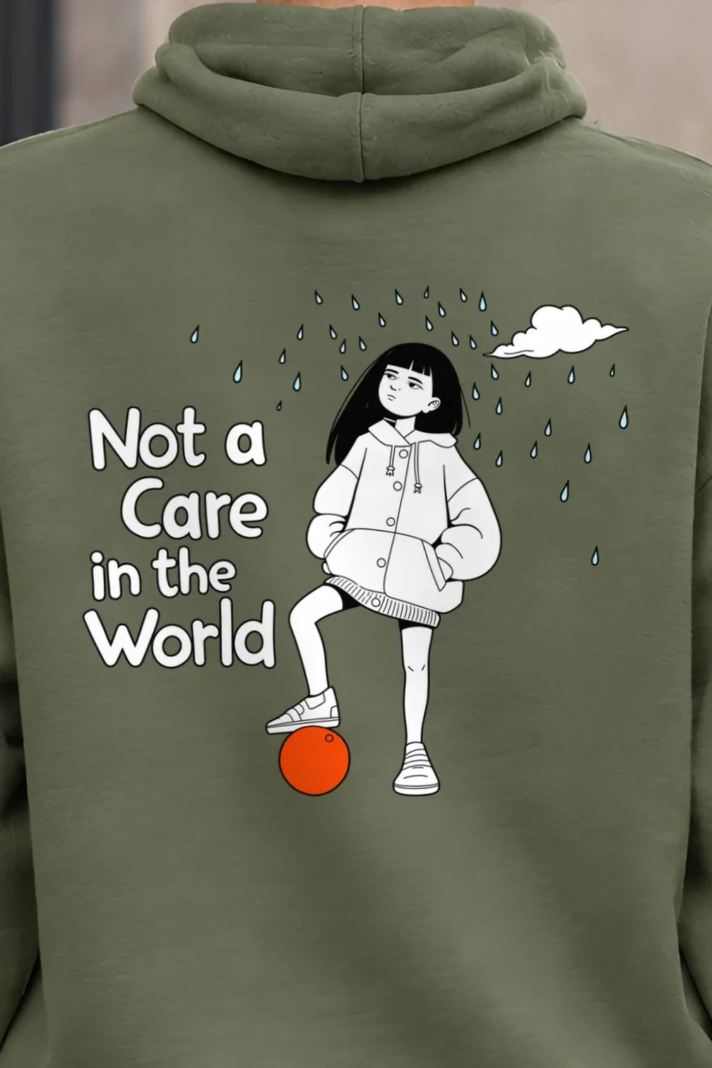 "Not a Care" 1 Pullover Hoodie - the graphic up close