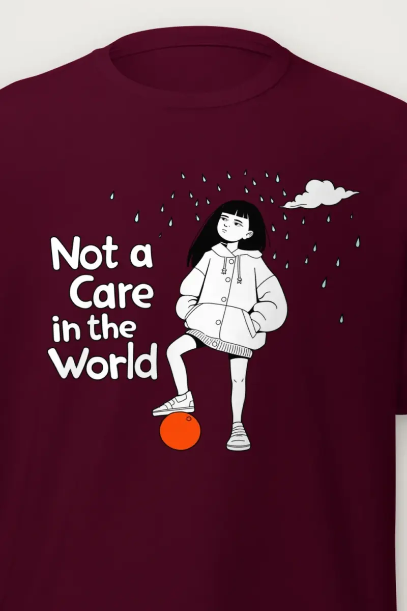 "Not a Care" Heavyweight Unisex Crewneck T-shirt