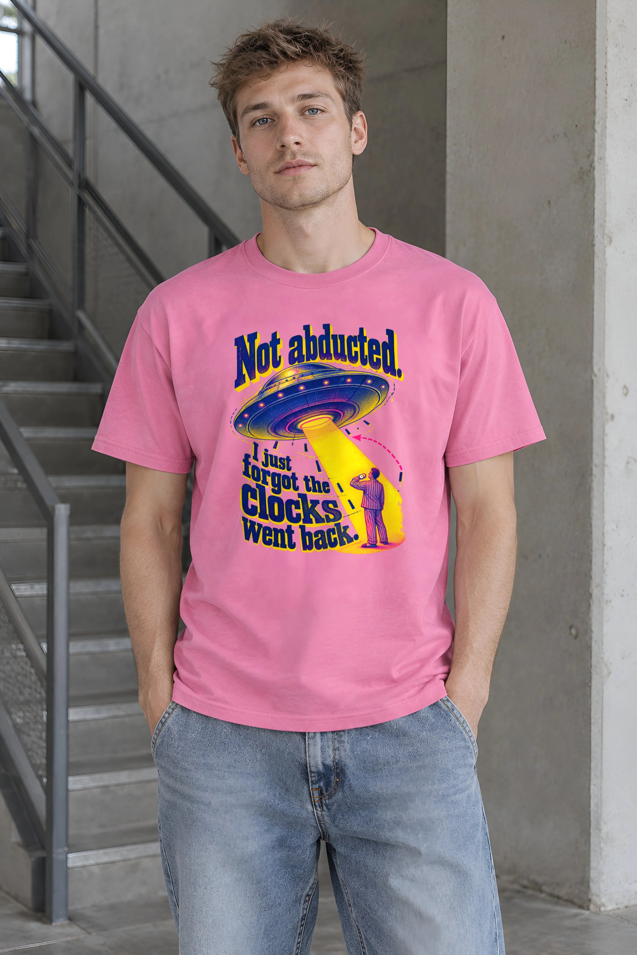"Not Abducted, Forgot the Clocks" Heavyweight Unisex Crewneck T-shirt