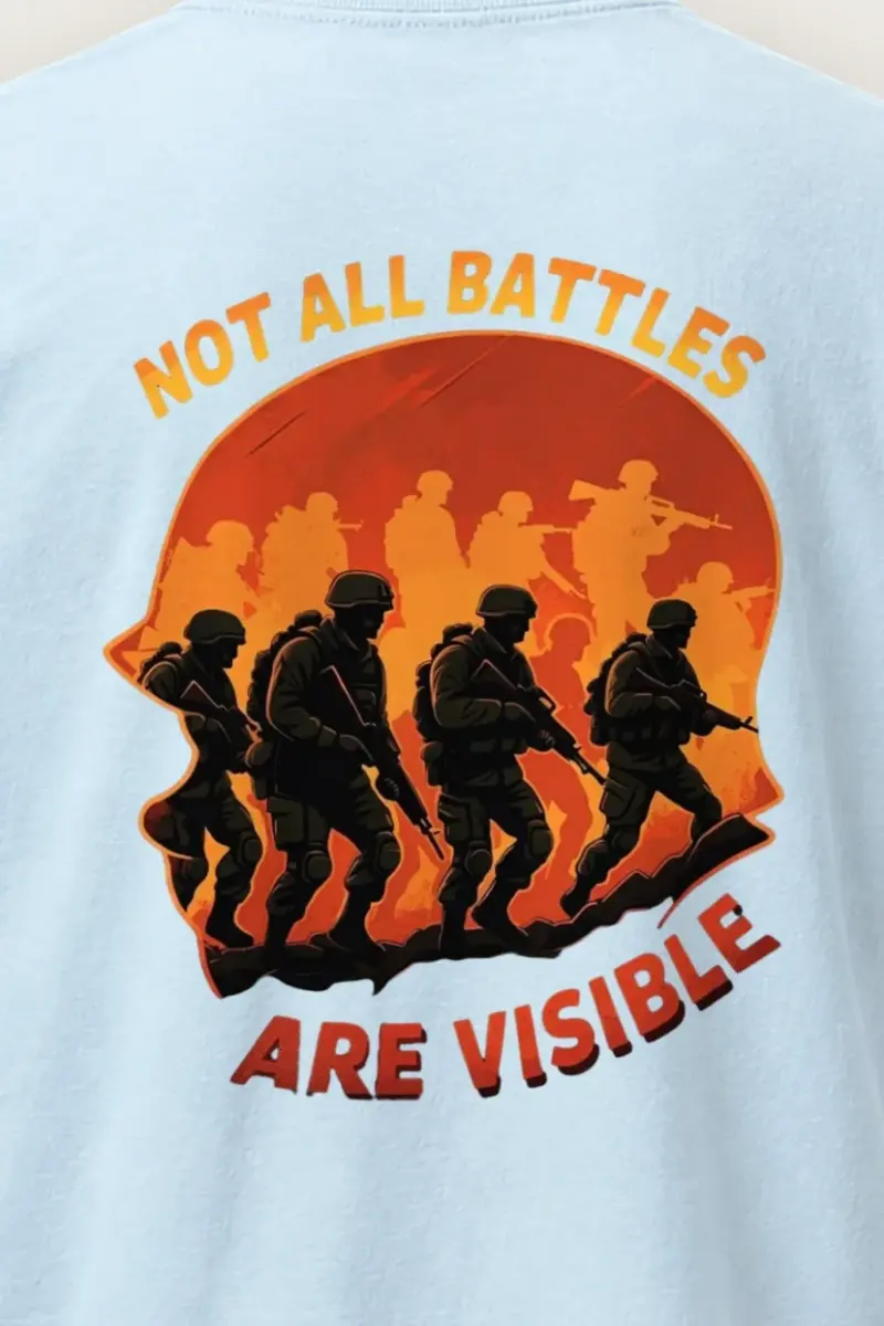 "Not All Battles Are Visible" Heavyweight Unisex Crewneck T-shirt