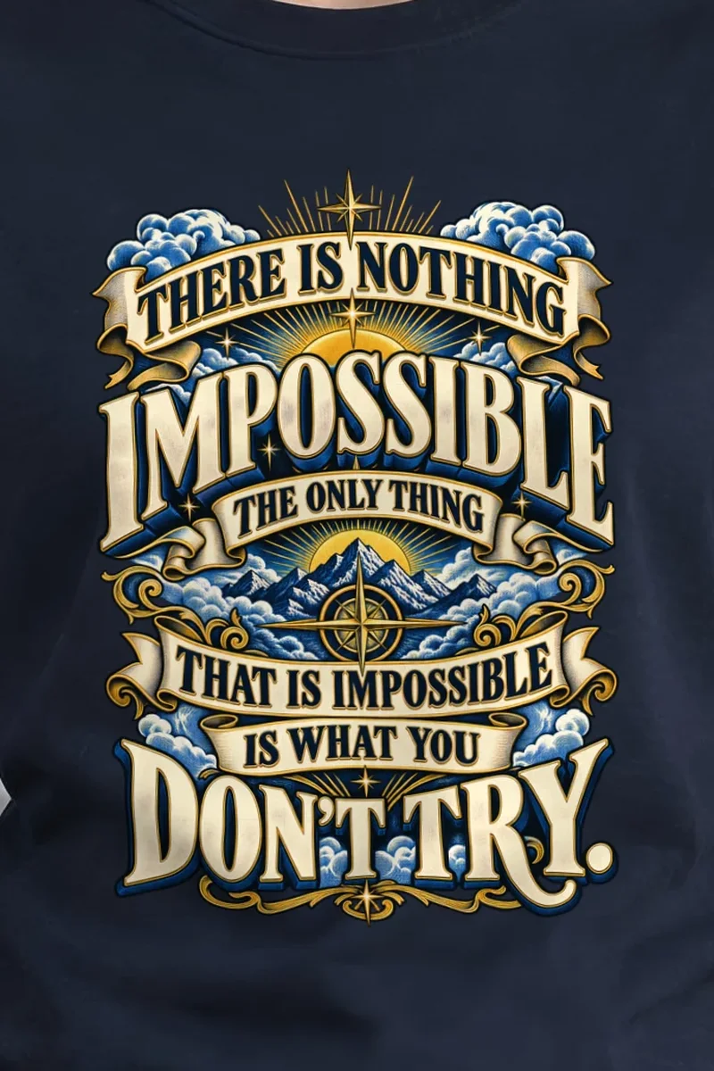 "Radiant Mountain Resolve" Heavyweight Unisex Crewneck T-shirt - the graphic up close