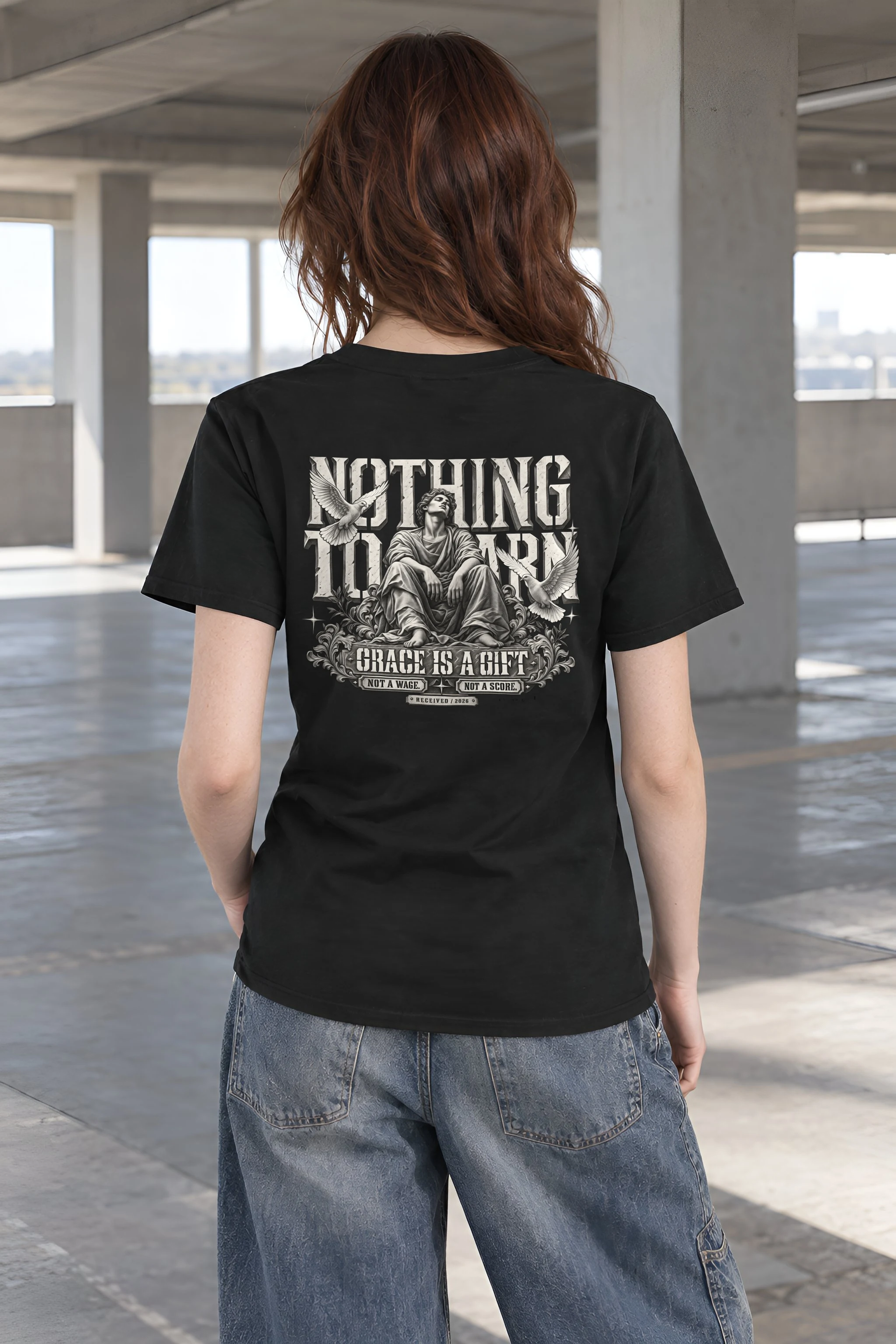 "Nothing to Earn Grace" Heavyweight Unisex Crewneck T-shirt