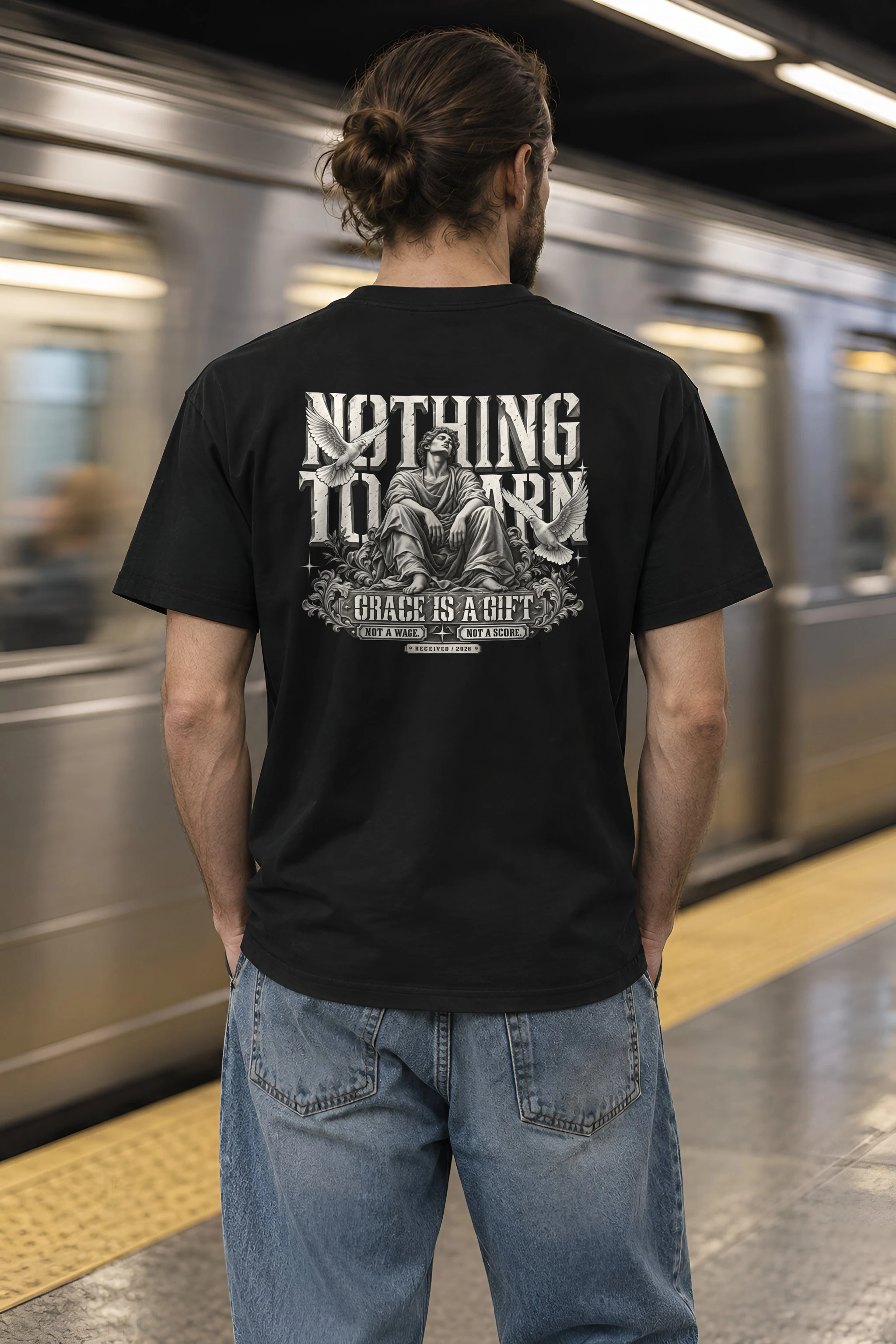 "Nothing to Earn Grace" Heavyweight Unisex Crewneck T-shirt
