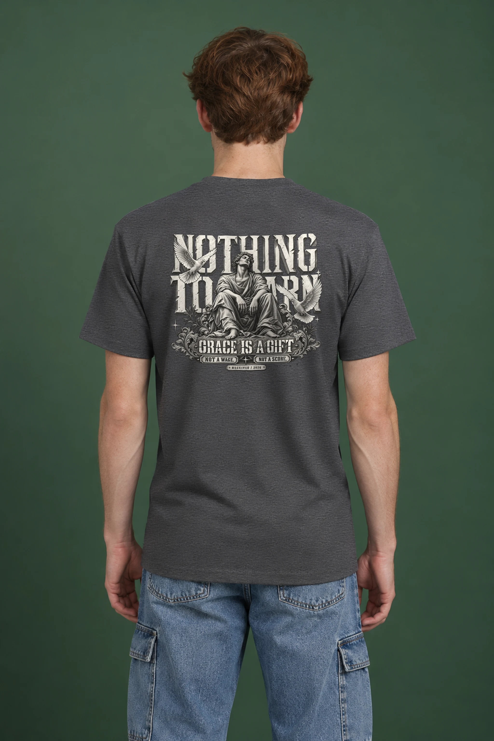 "Nothing to Earn Grace" Heavyweight Unisex Crewneck T-shirt