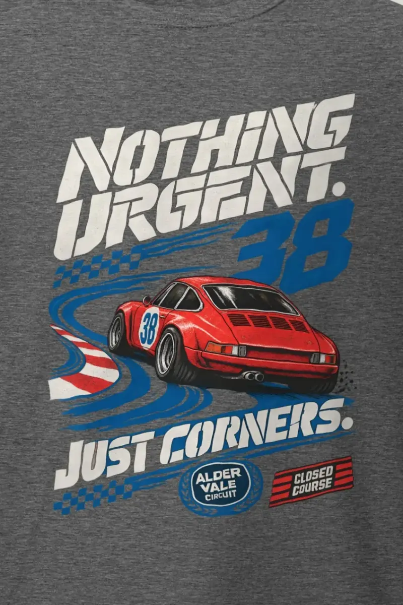 "Nothing Urgent" Heavyweight Unisex Crewneck T-shirt - the graphic up close