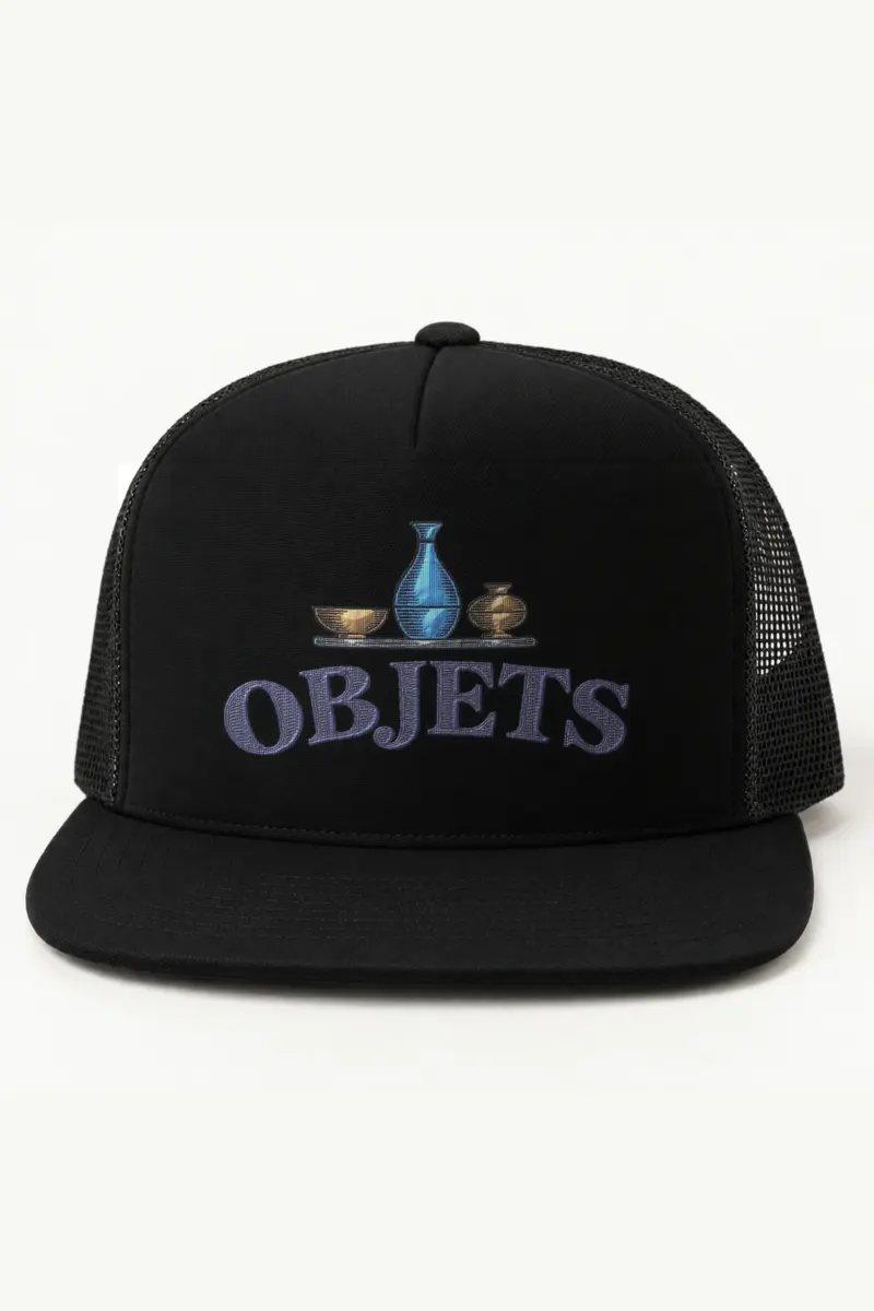 "OBJETS" 5 Panel Trucker Cap · Embroidered
