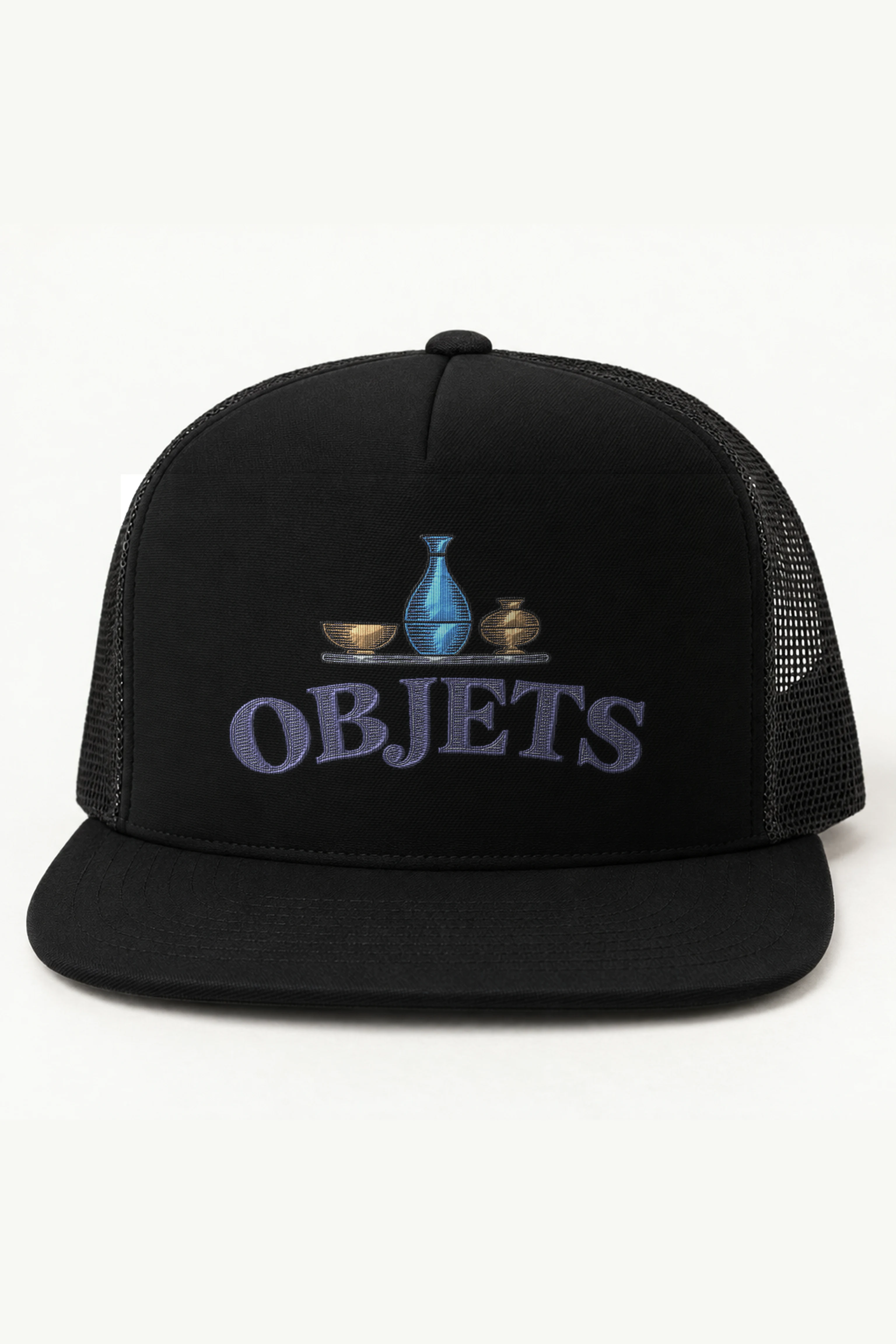 "OBJETS" 5 Panel Trucker Cap · Embroidered