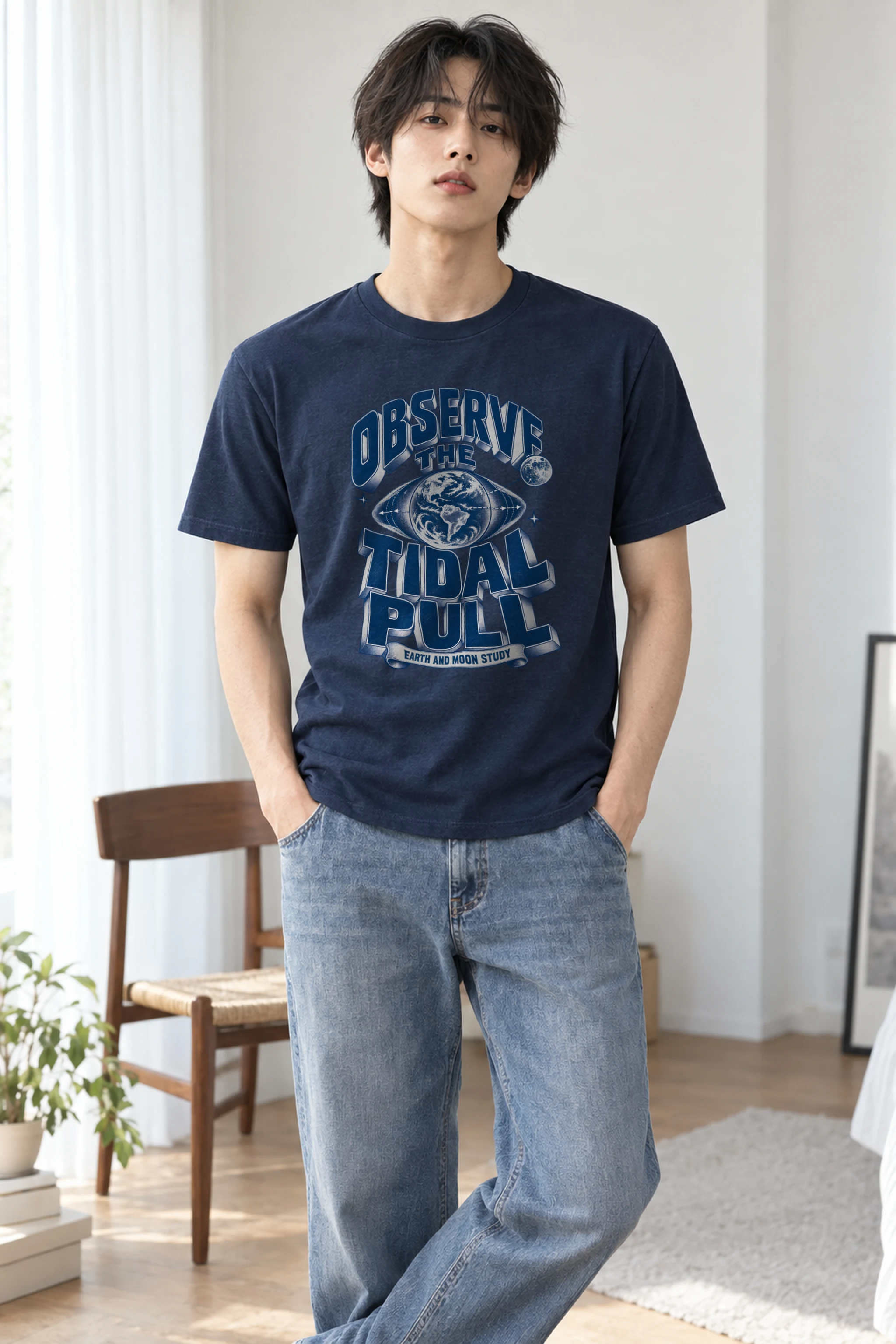 "Observe the Tidal Pull" Heavyweight Unisex Crewneck T-shirt